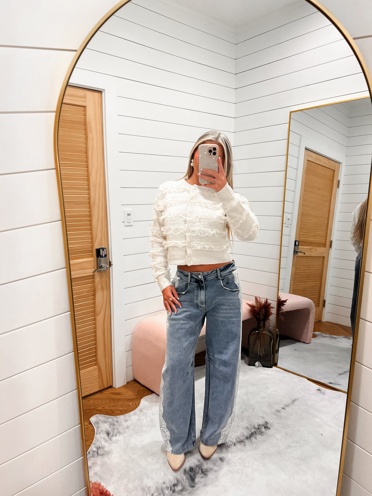 Ivory Lace Ruffle Cardigan