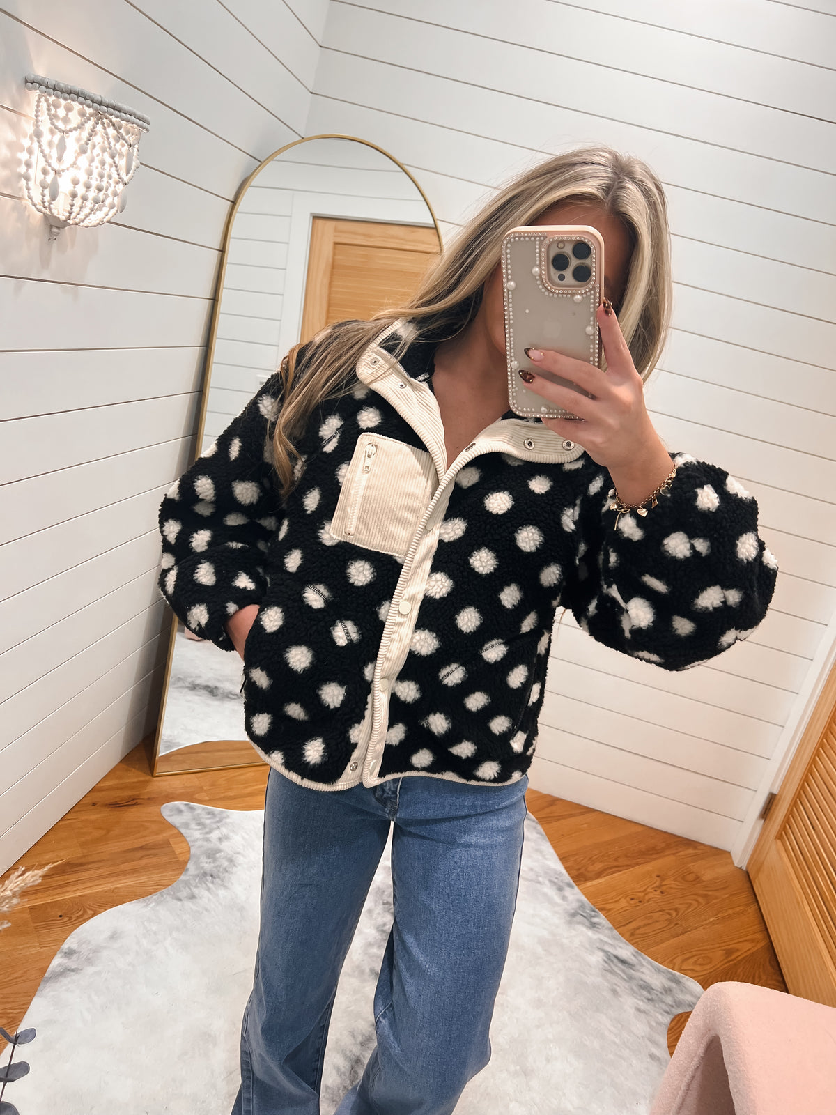 Polka Dot Sherpa Jacket