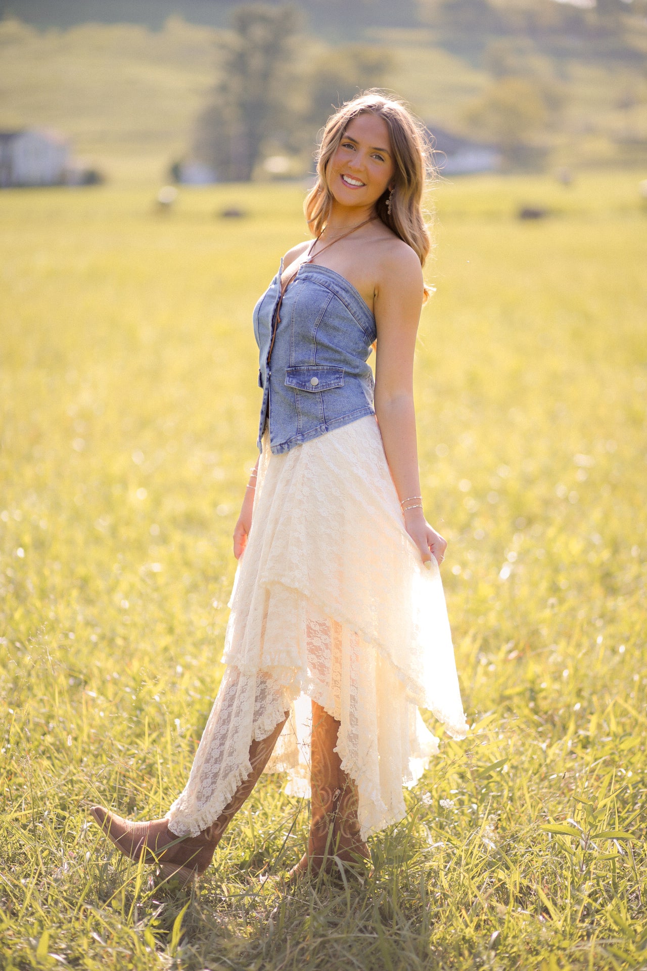 Downtown Light Denim Corset Top