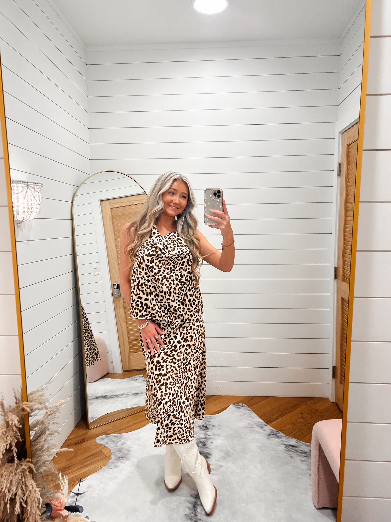 Wild Heart Leopard Satin Skirt