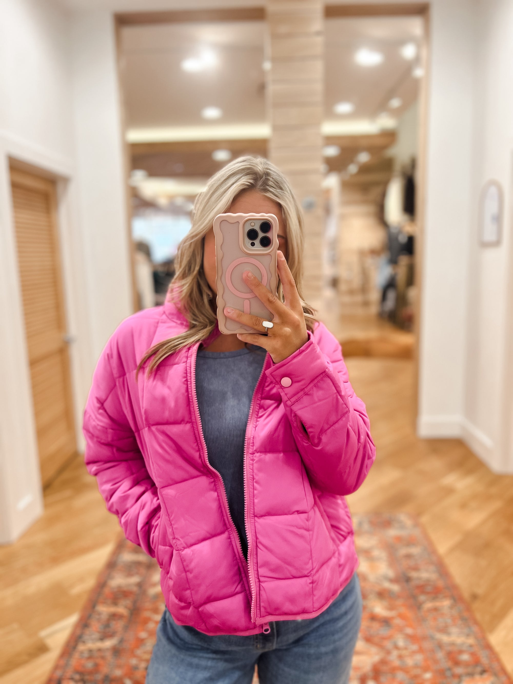 Snow Fall Fuchsia Puffer Jacket