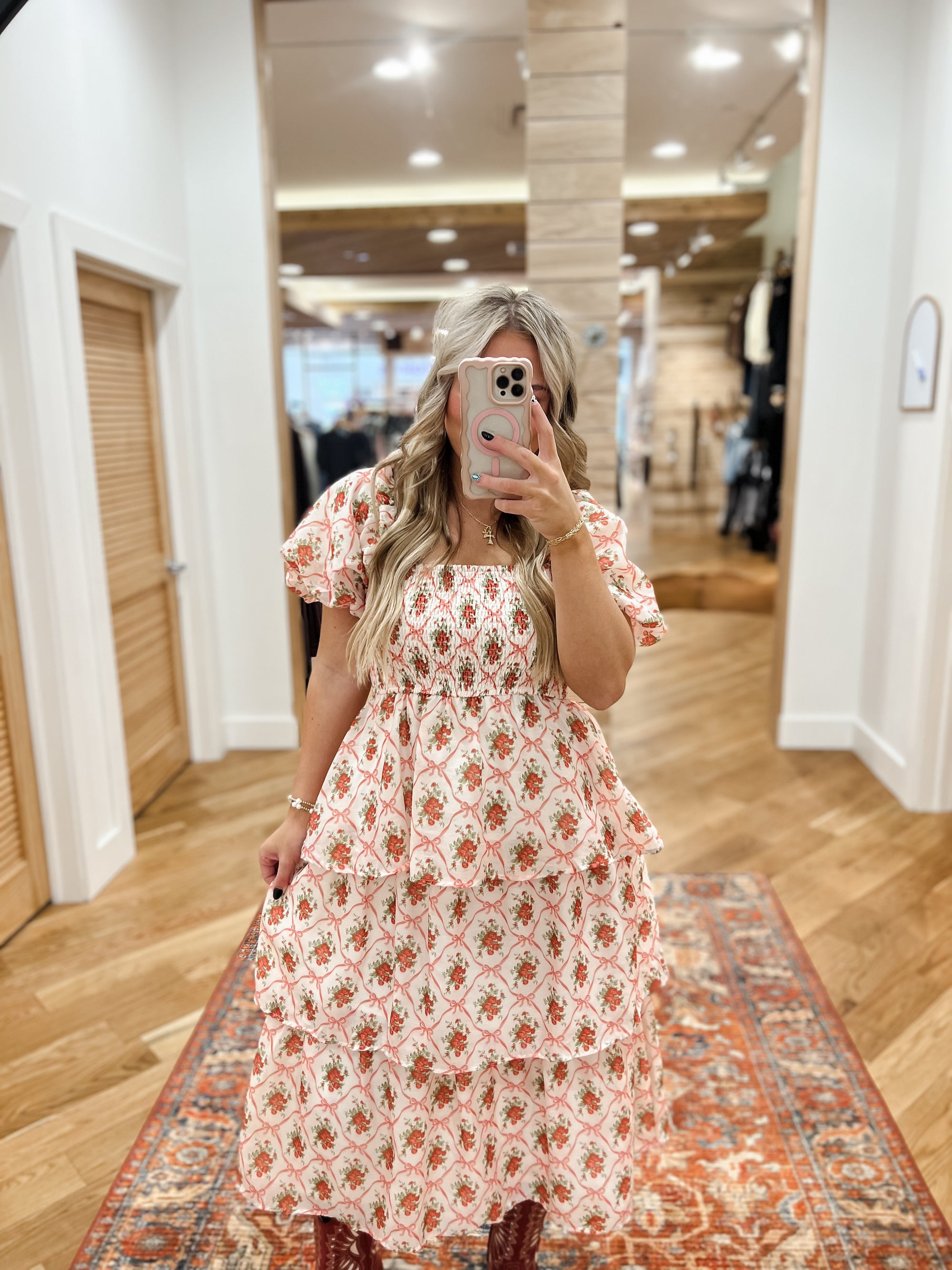 Bow and Rose Midi Dress