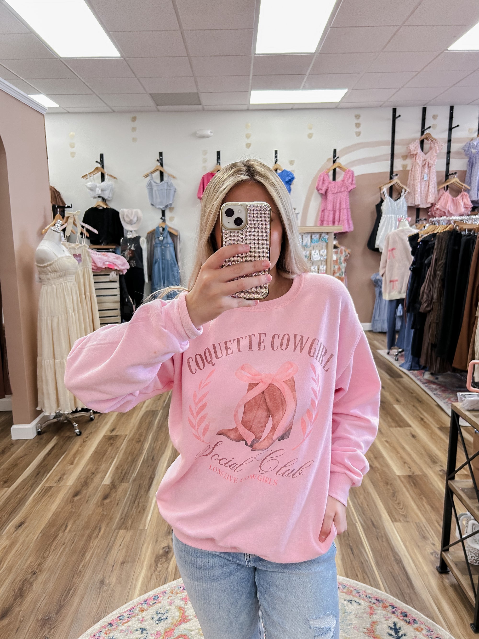 Coquette Cowgirl Pink Sweatshirt