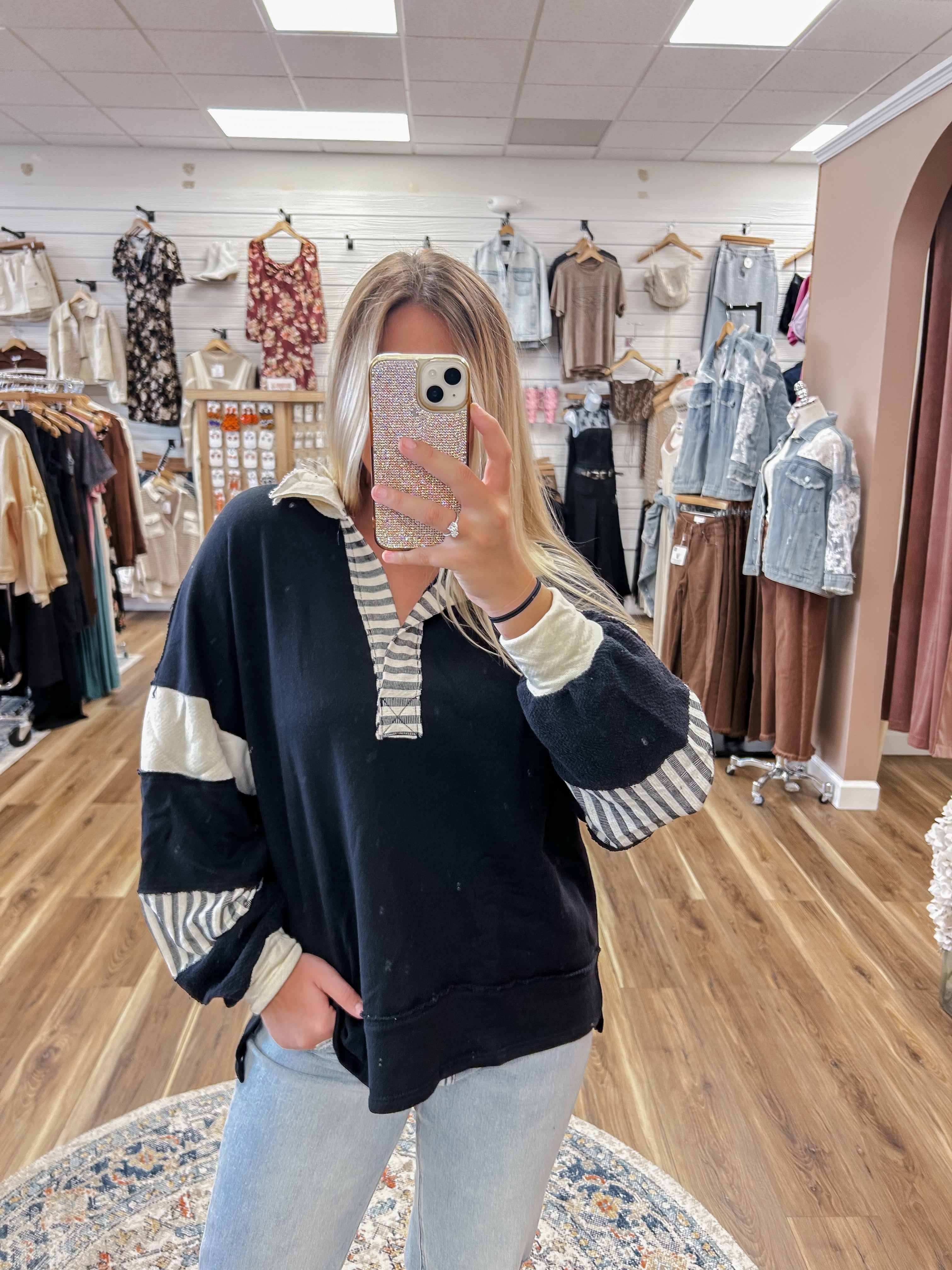 Sadie Black and White Pullover Willow and Lace Boutique