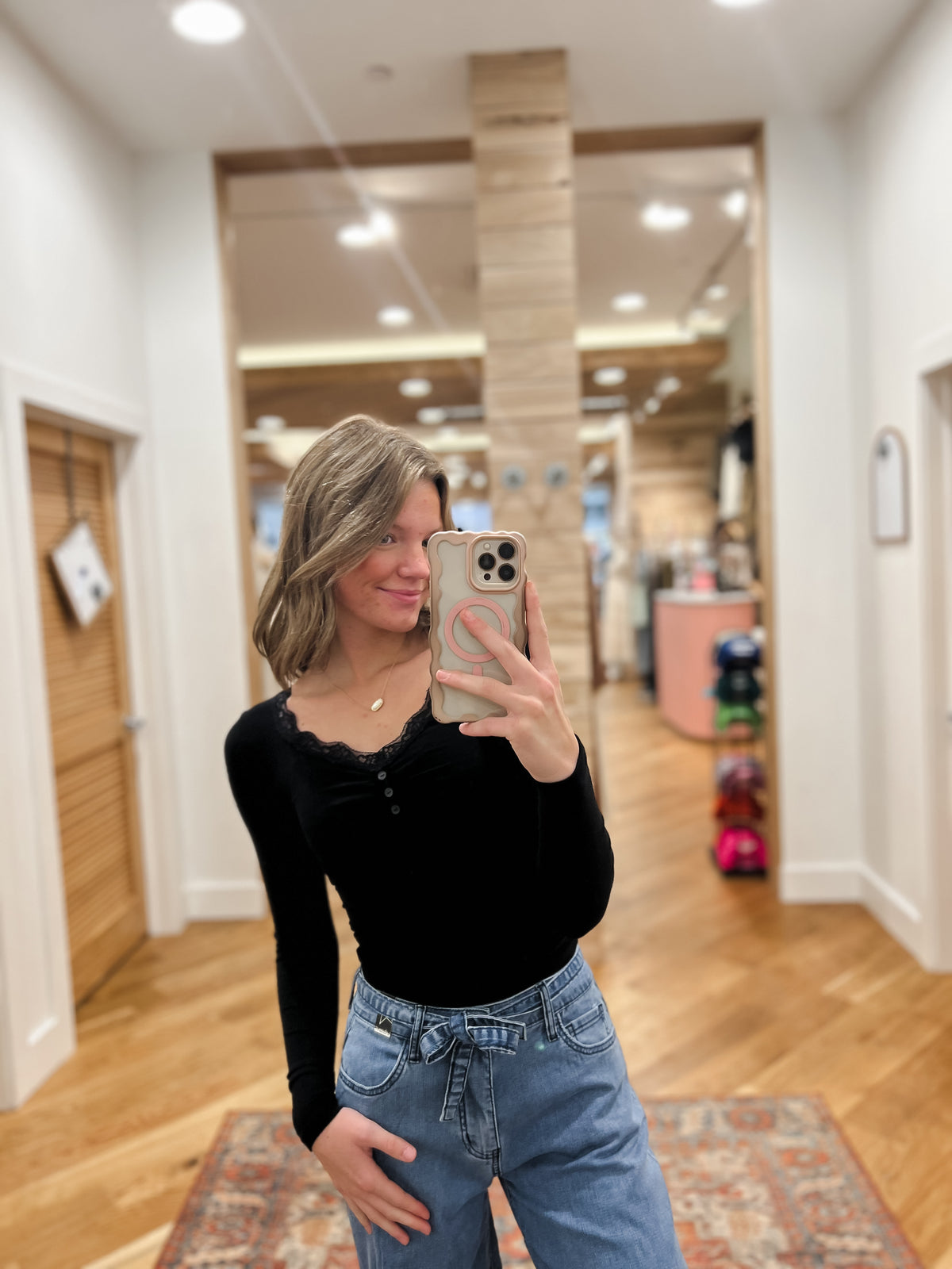 Brooke Lace Trim Knit Top