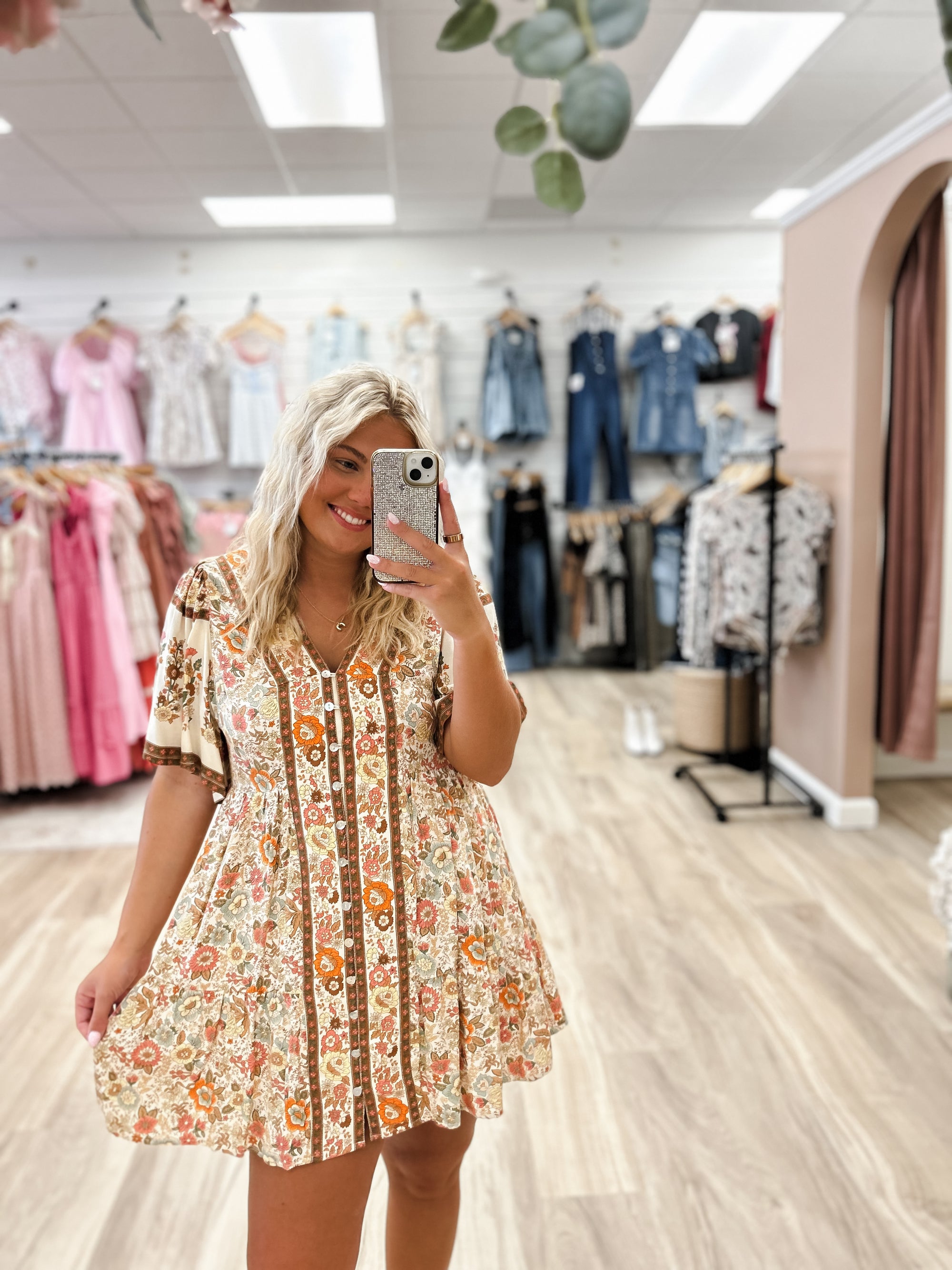 Allure Apricot Mini Dress