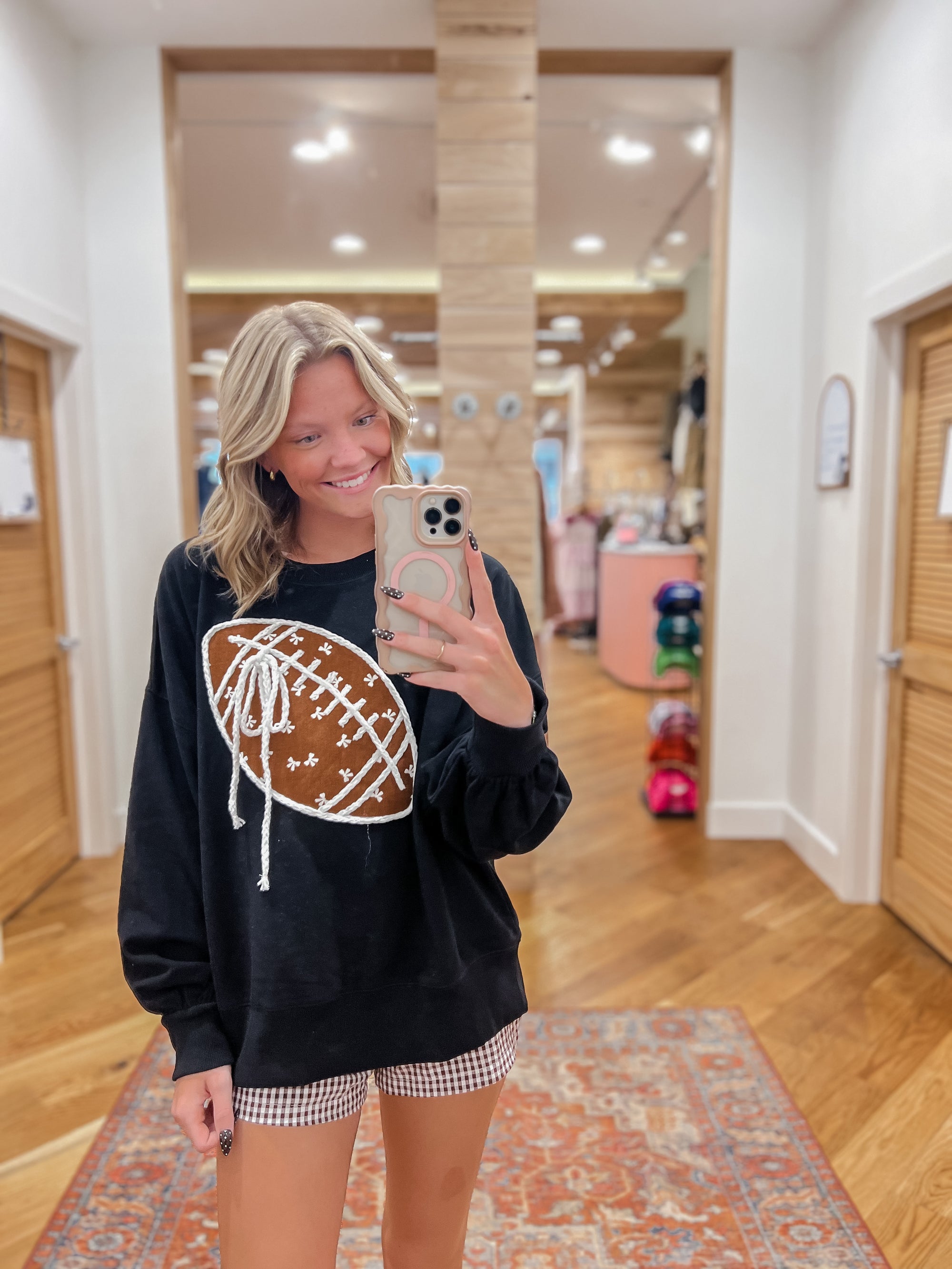 Game Day Football Bow Black Sweatshirt