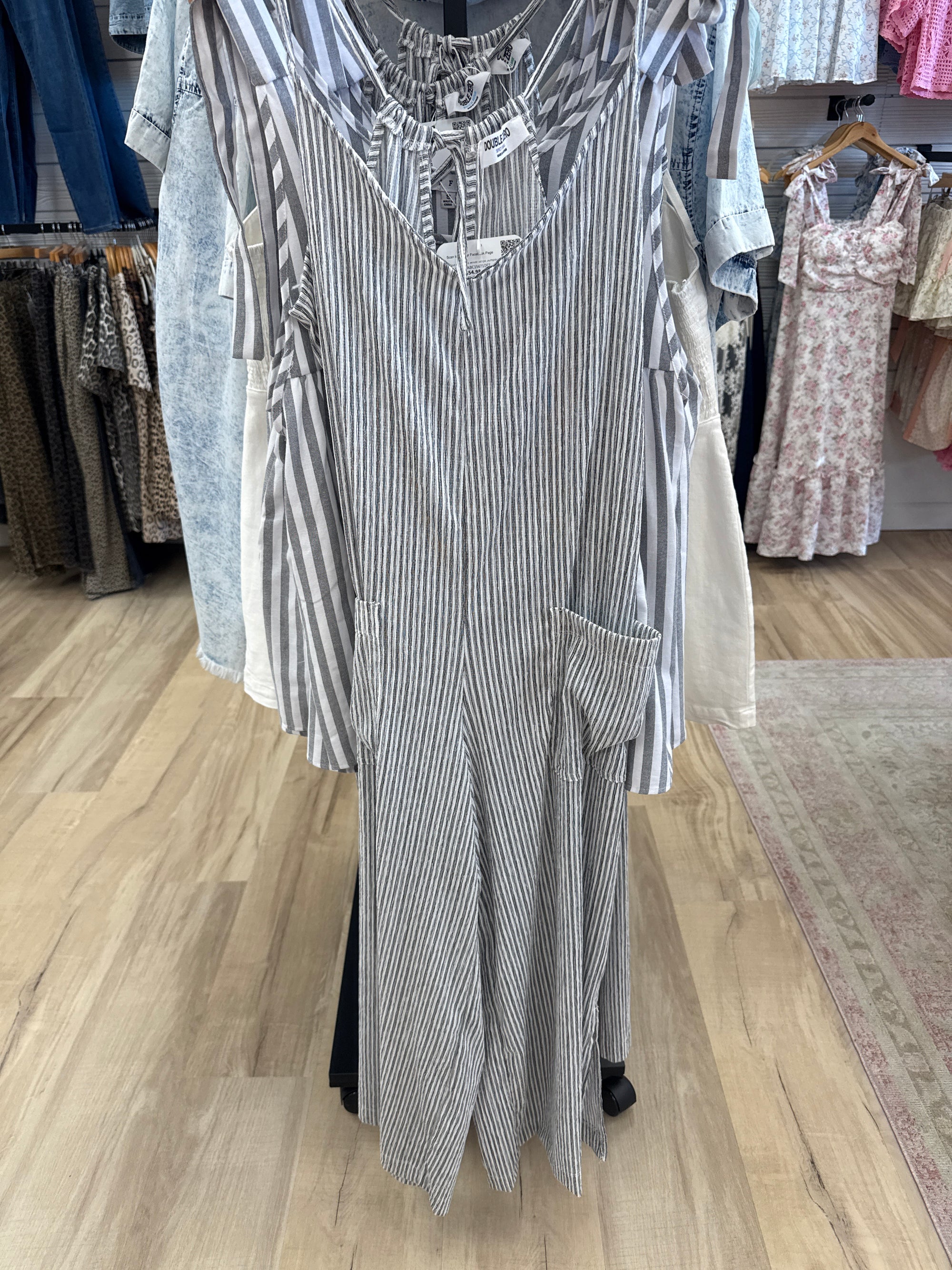 Melanie Black and White Stripe Jumpsuit