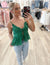 Chiffon Green Sleeveless Ruffled Cami Top