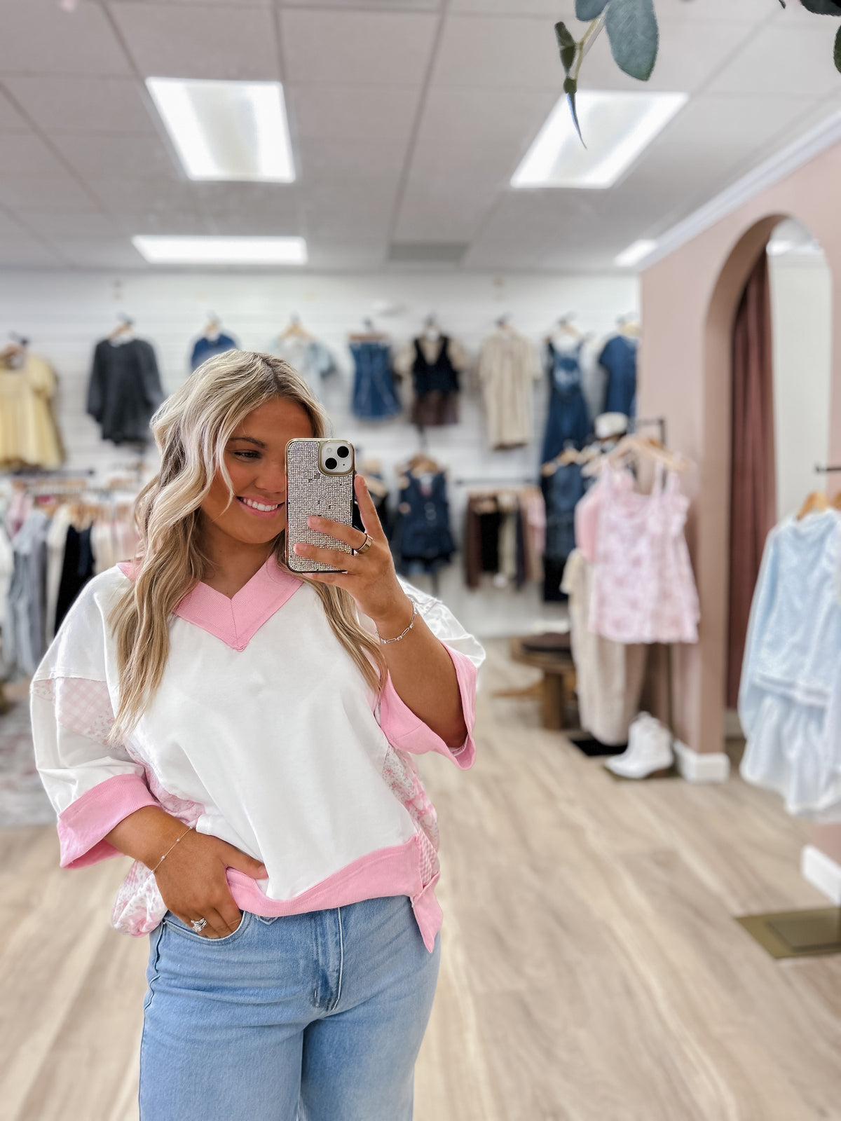 Rosebud Patchwork Pullover