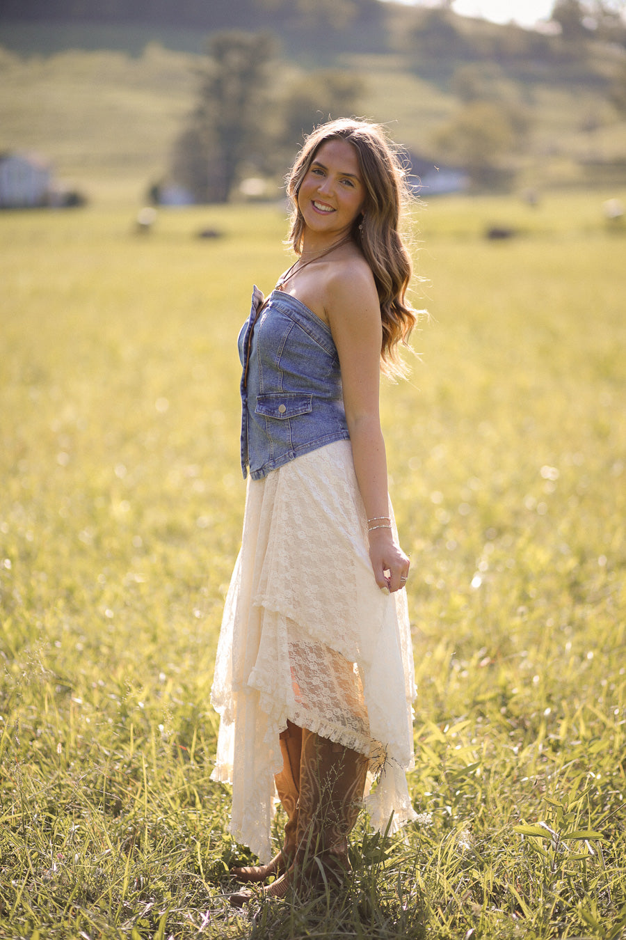Downtown Light Denim Corset Top
