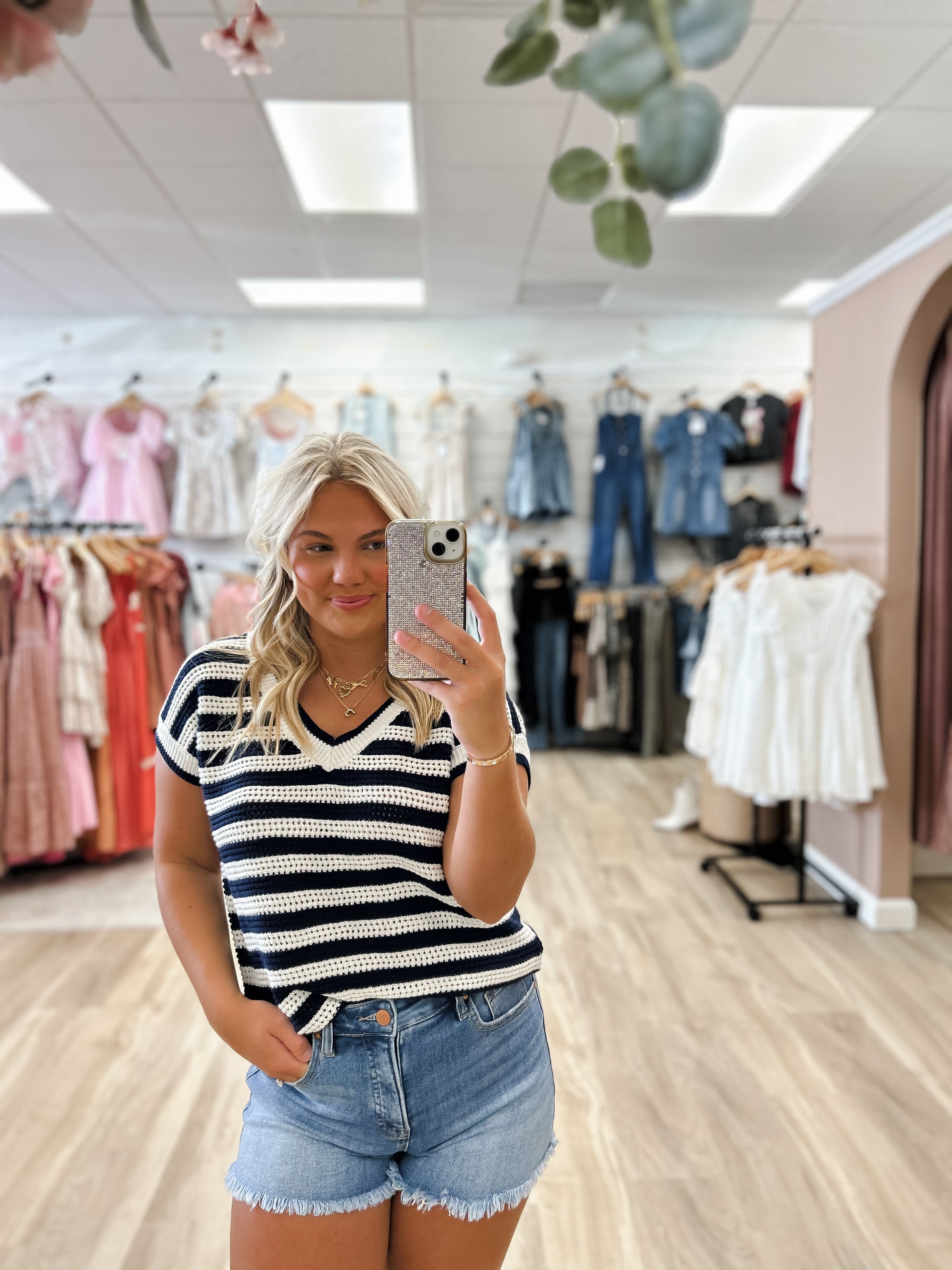 Chasing Stripes Navy Top