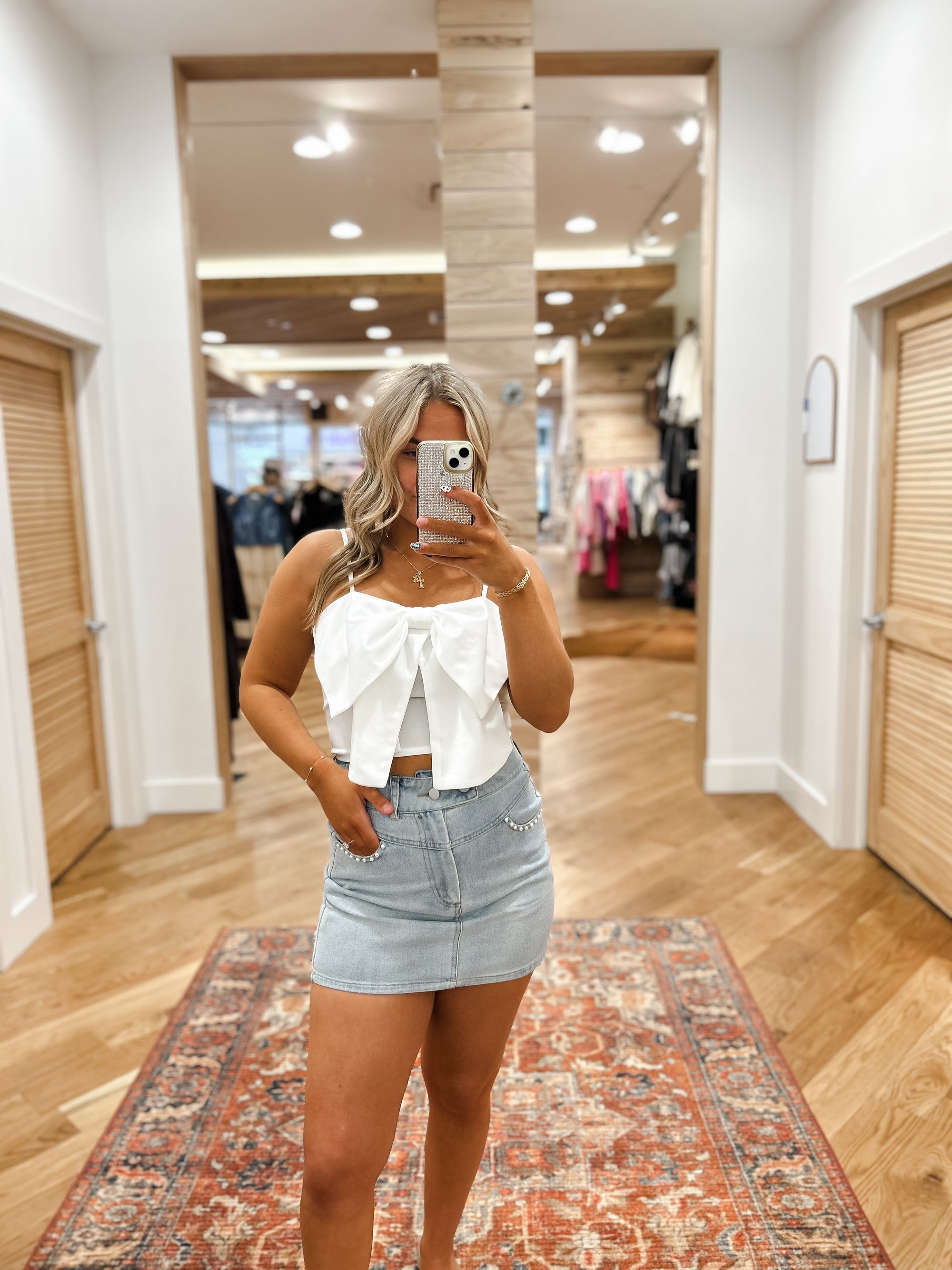 Pearl Pocket Denim Skirt