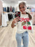 Cheetah and Cherries Vintage Bone Cropped Tee