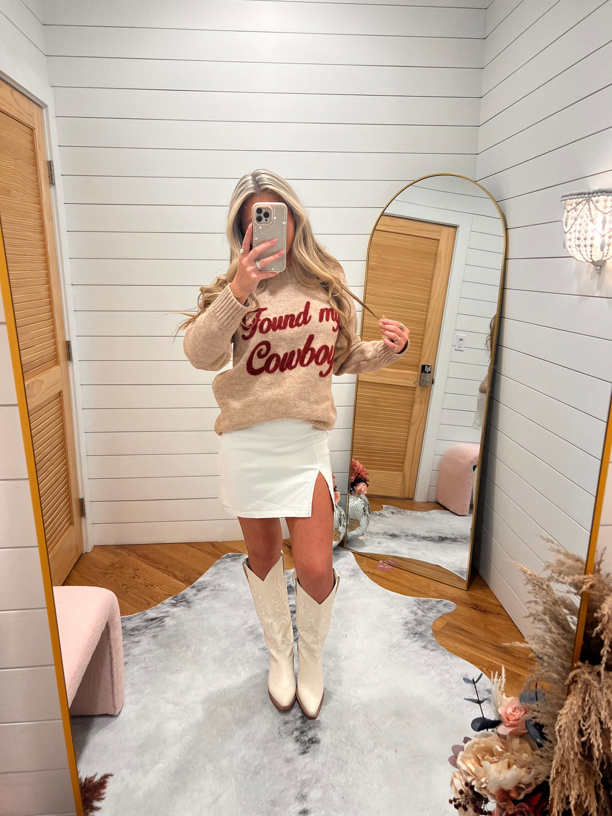 Found My Cowboy Camel Sweater