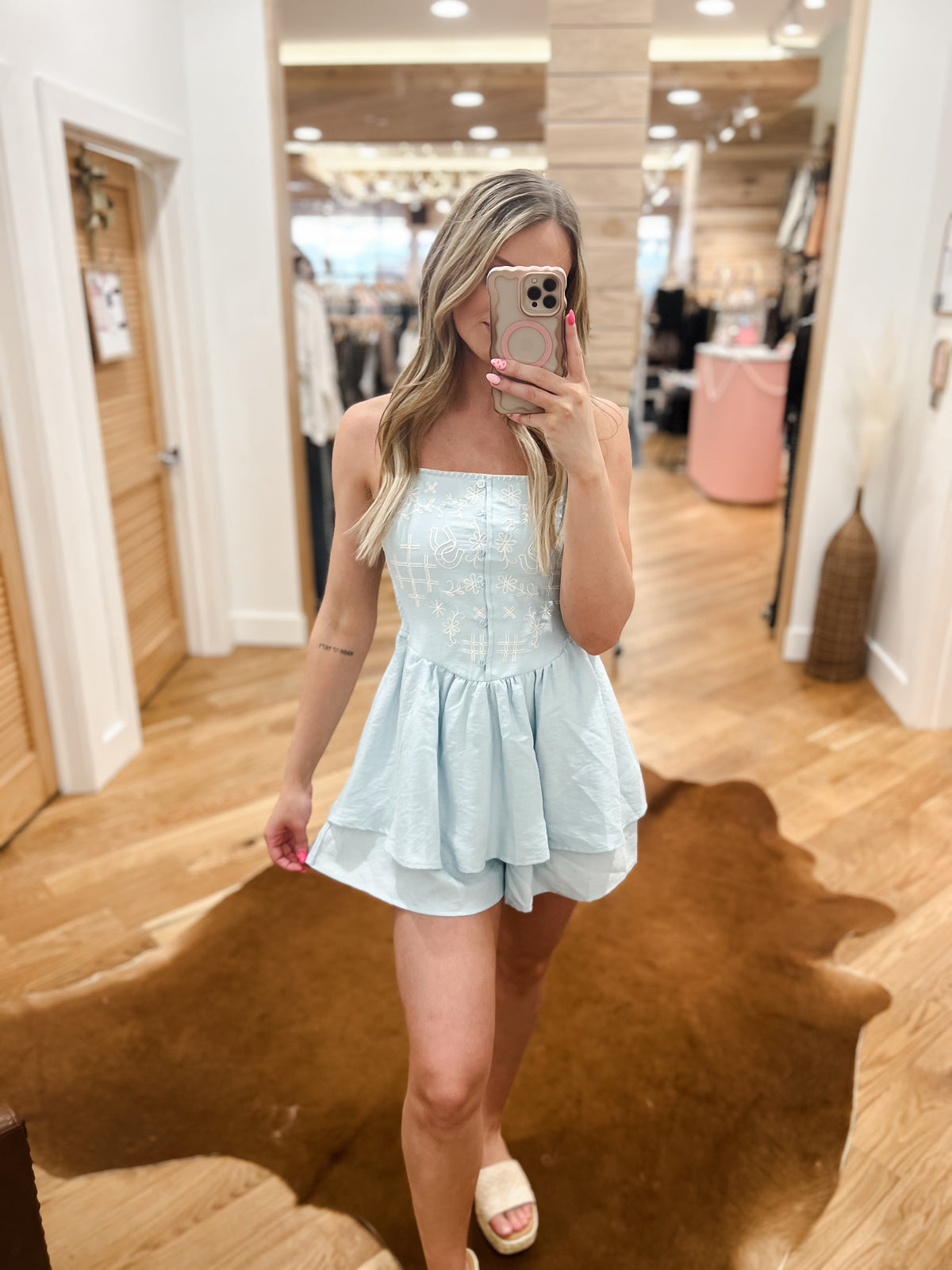 The Blue Lucky Chambray Romper