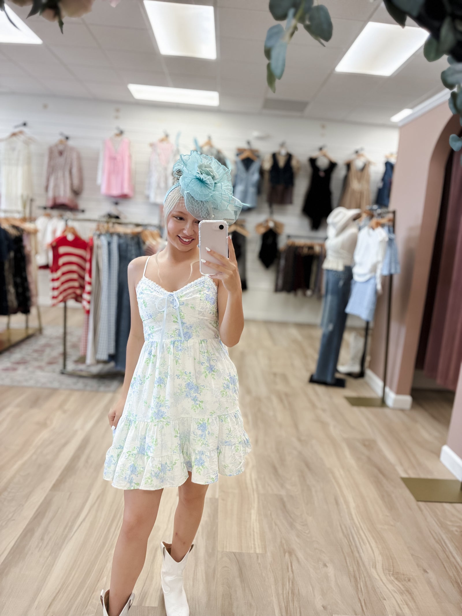 Derby Bloom Fascinator Aqua