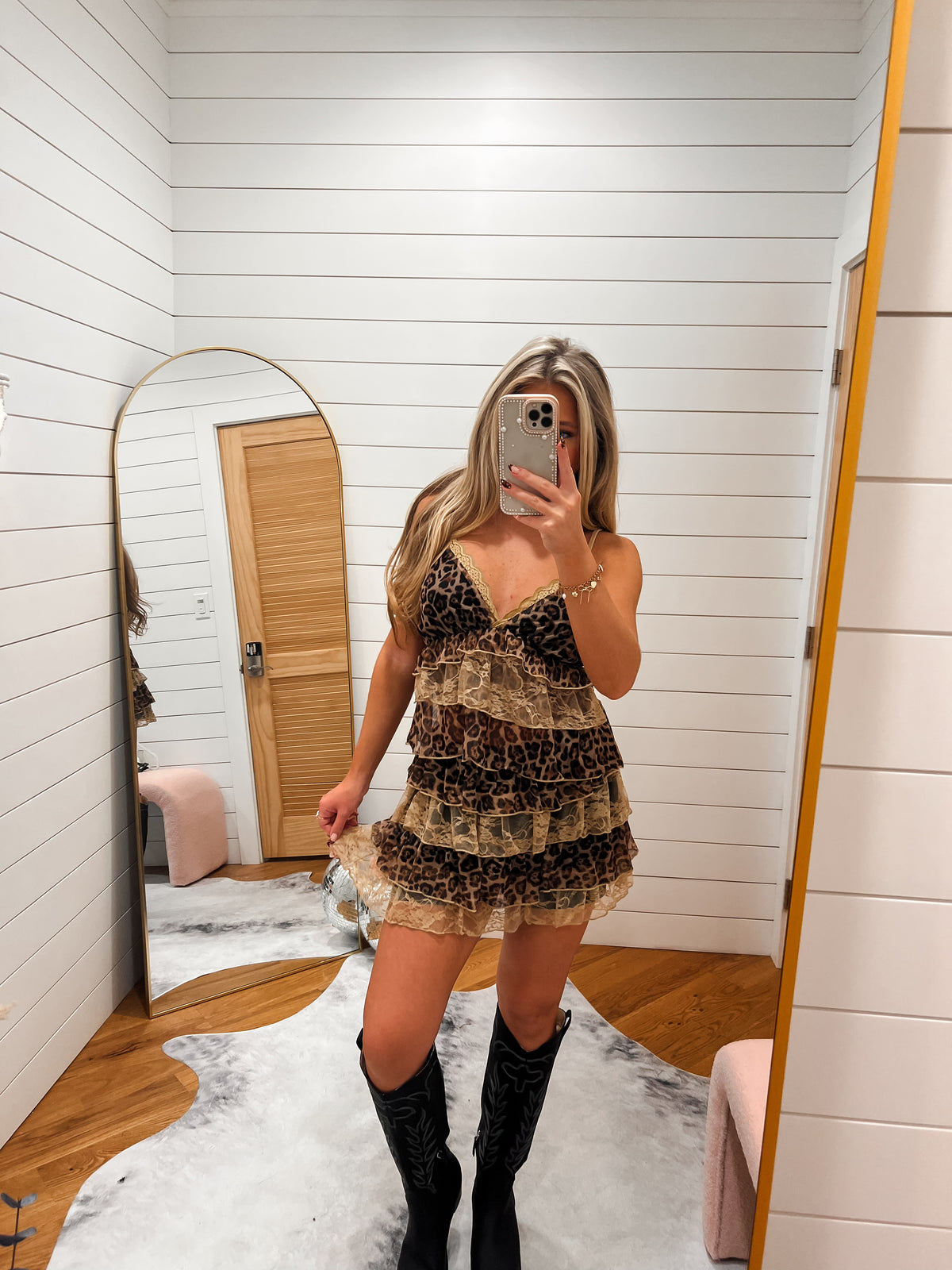 Wild Romance Leopard Tiered Lace Mini Skirt