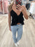 Chiffon Black Sleeveless Ruffled Cami Top