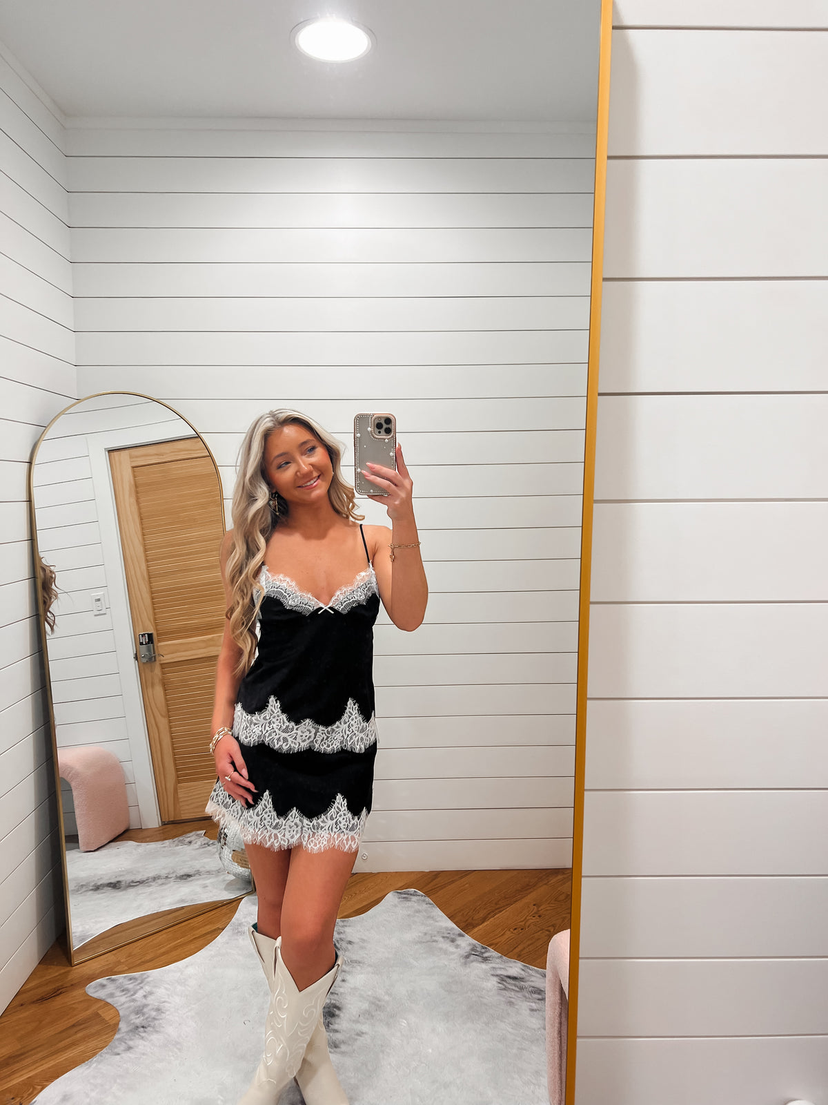 Black Contrast Lace Trim Mini Skirt