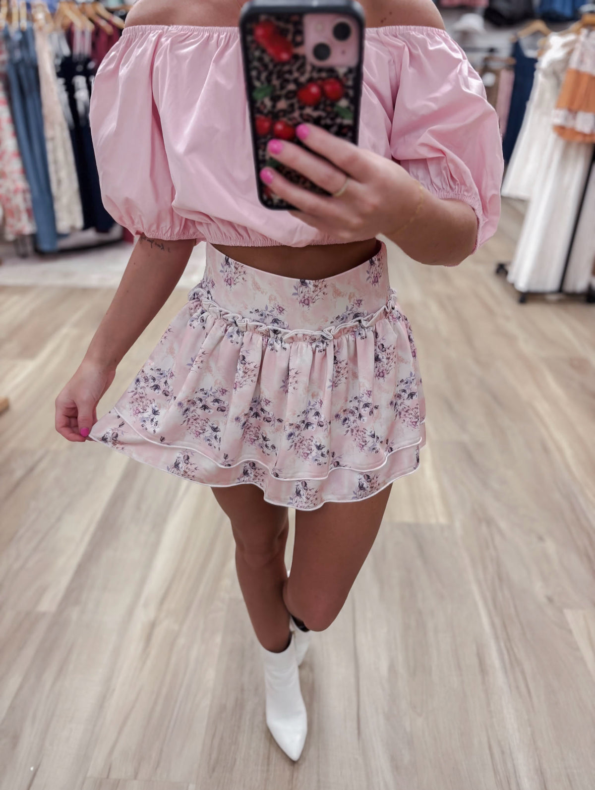 Briella Athletic Tiered Ruffle Pink Skirt Willow and Lace Boutique