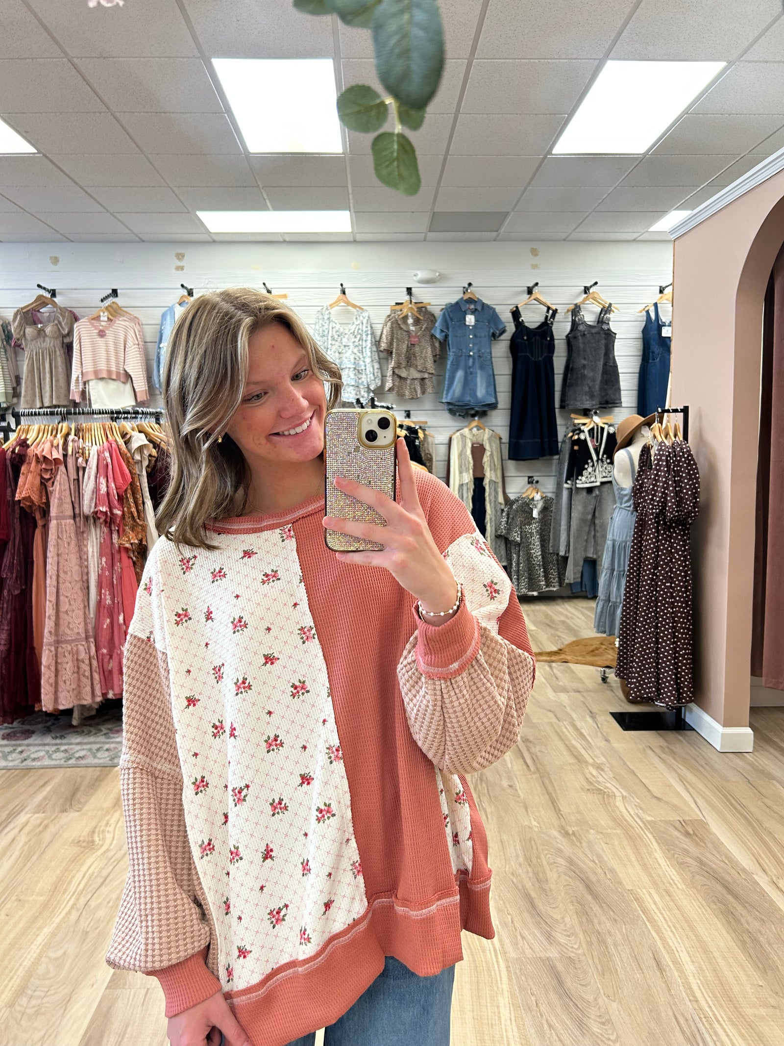 Everly Dusty Pink Floral Print Pullover