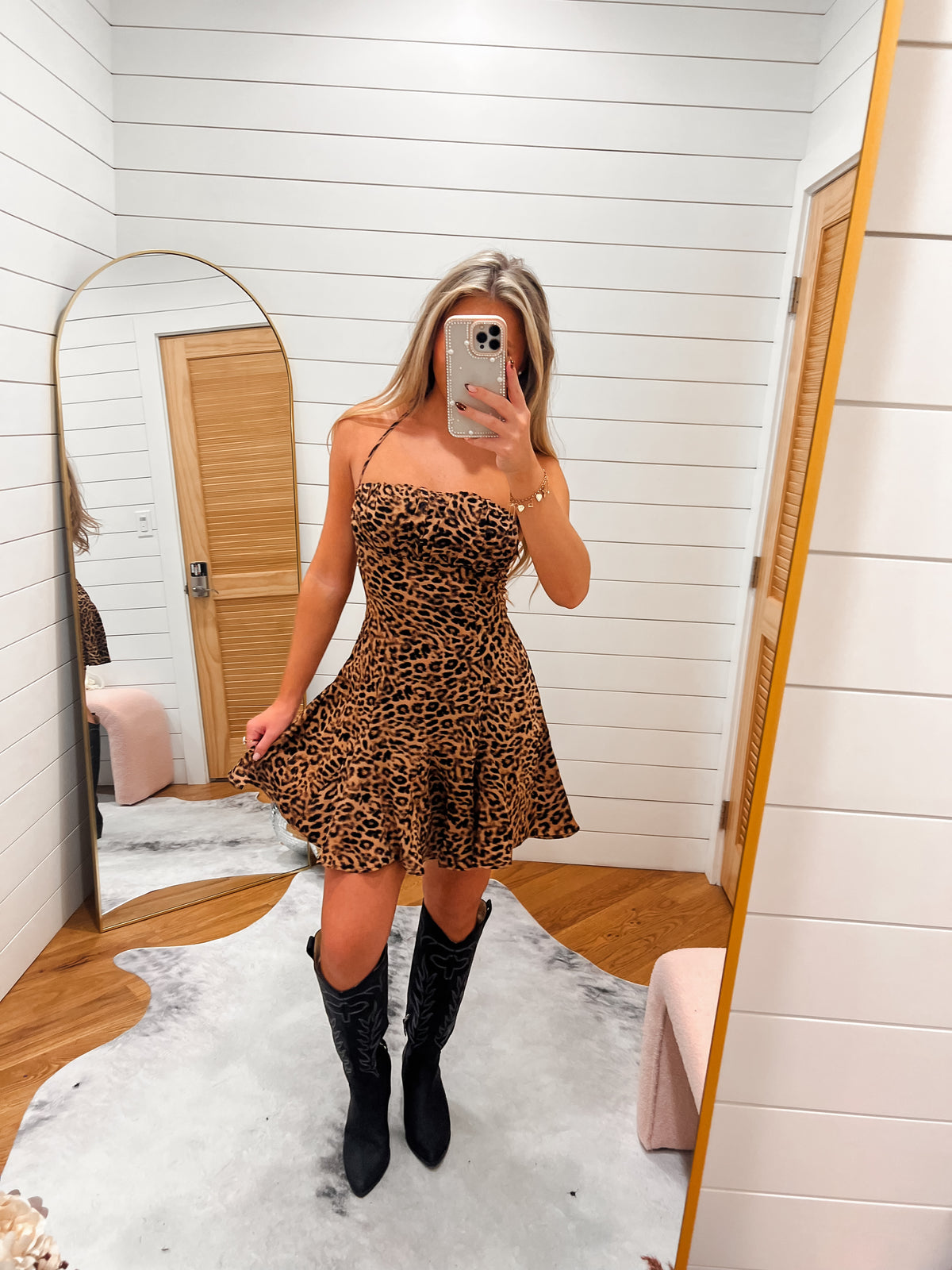 Leopard Halter Mini Dress