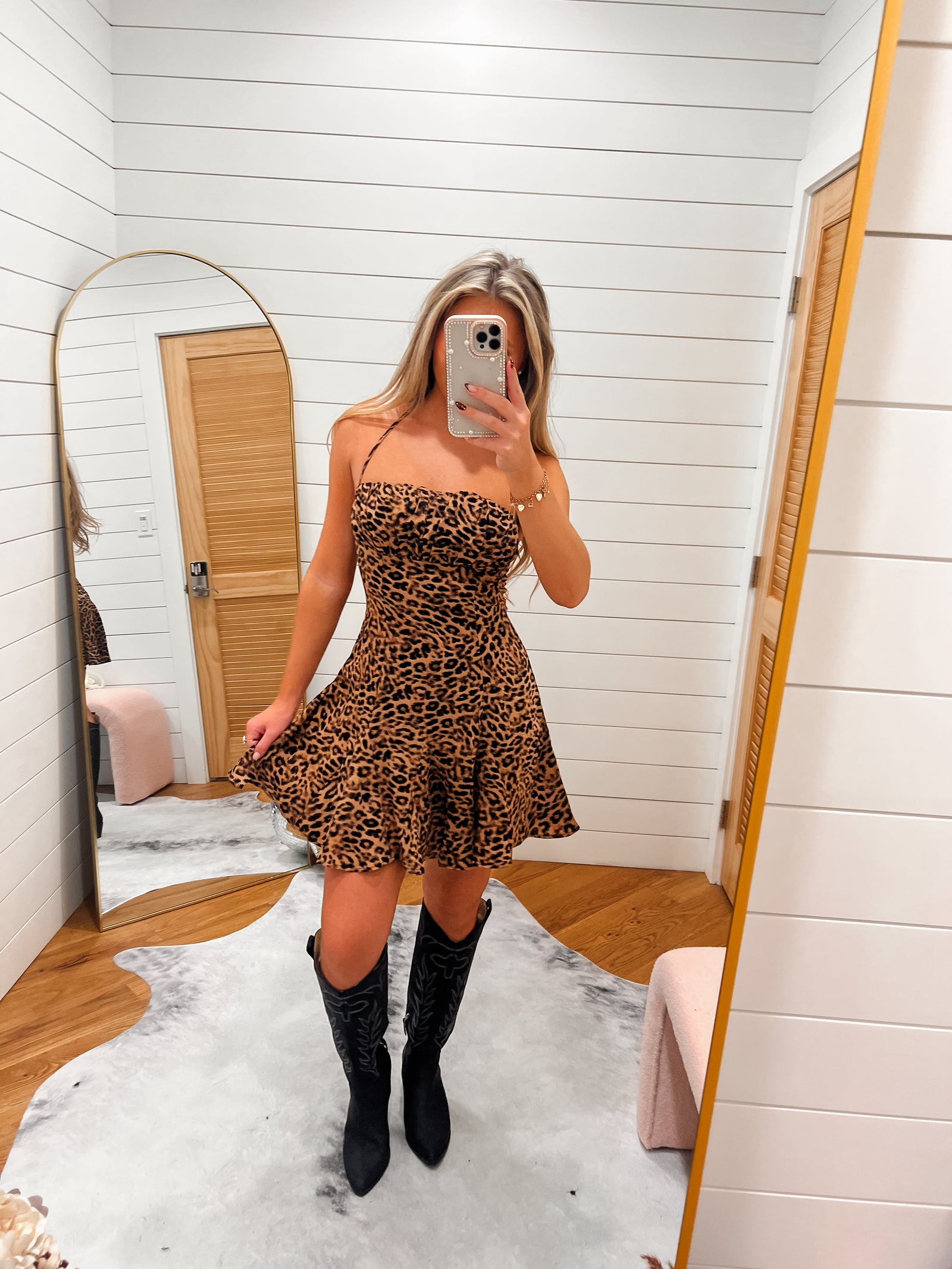Leopard Halter Mini Dress