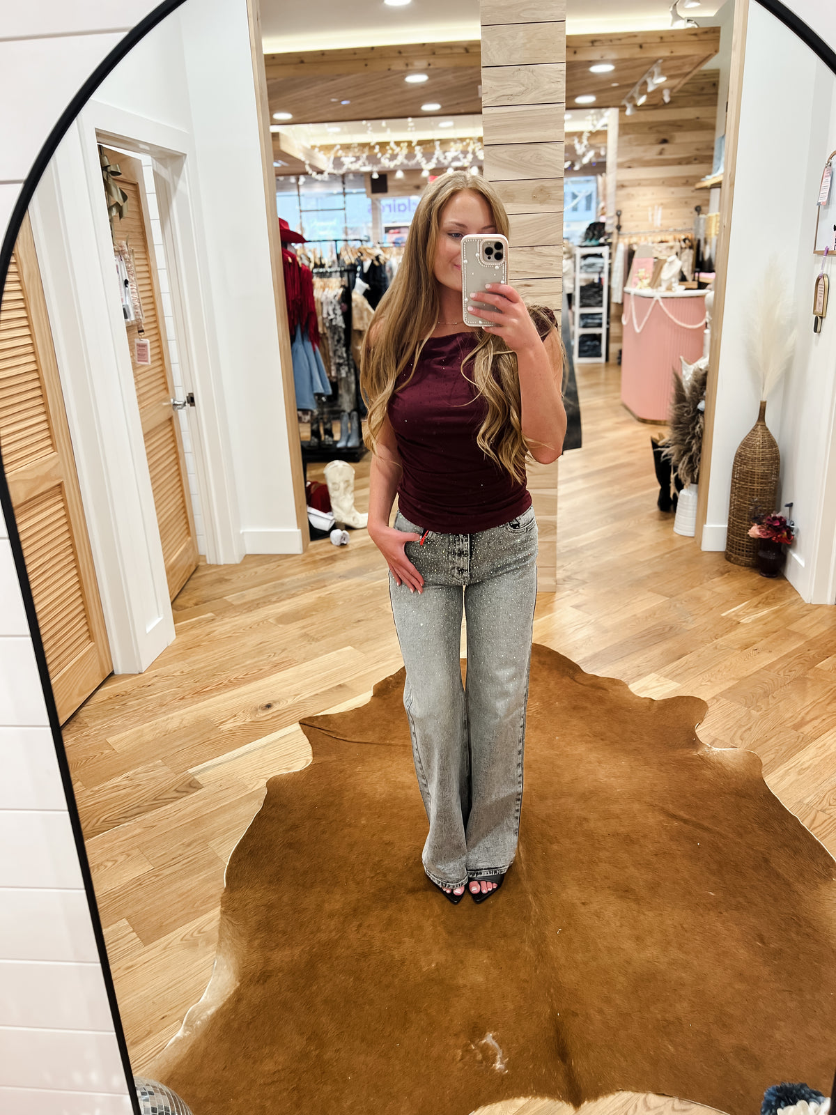The Merlot Sparkle Drape Top