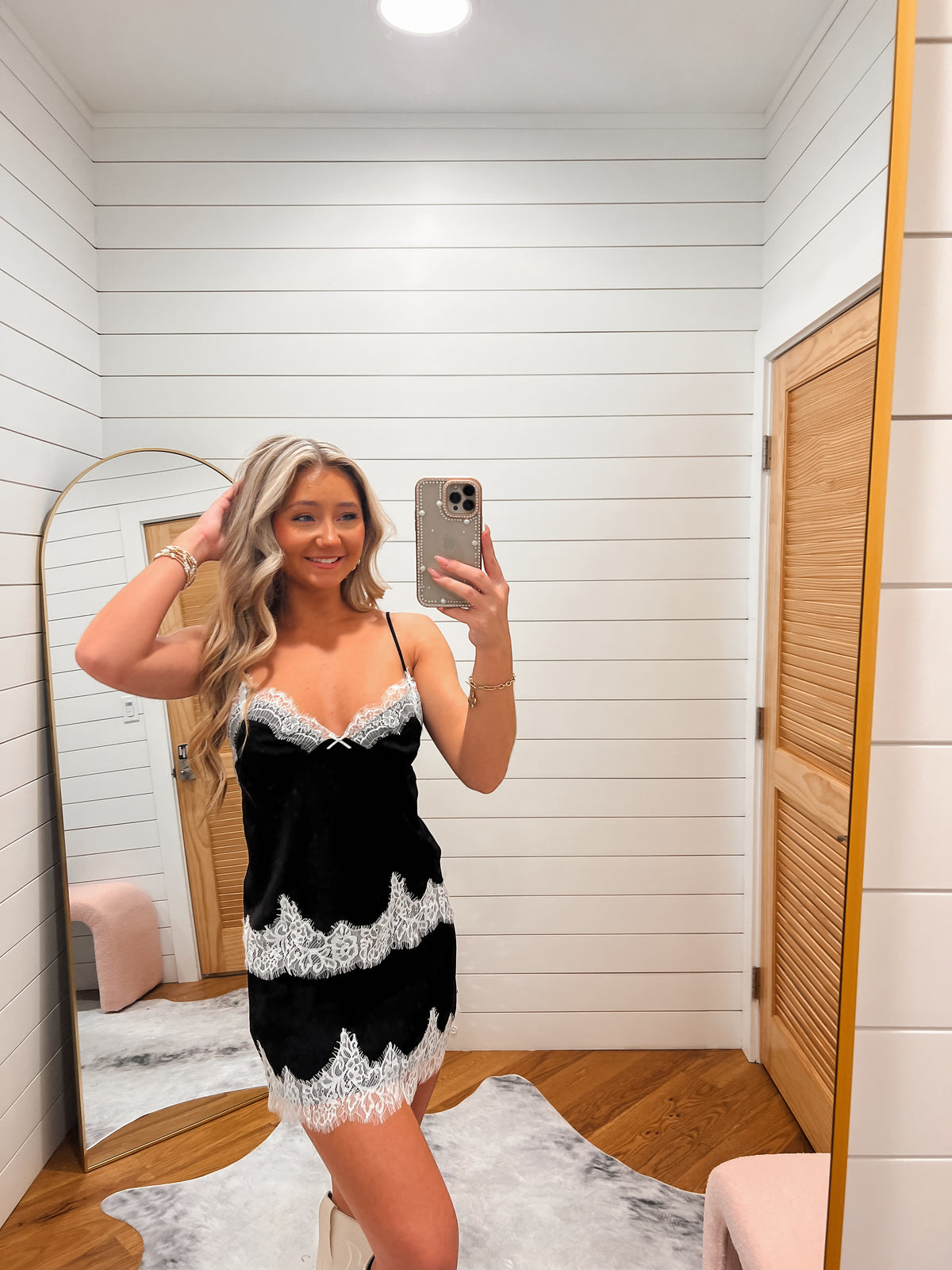 Black Contrast Lace Trim Cami