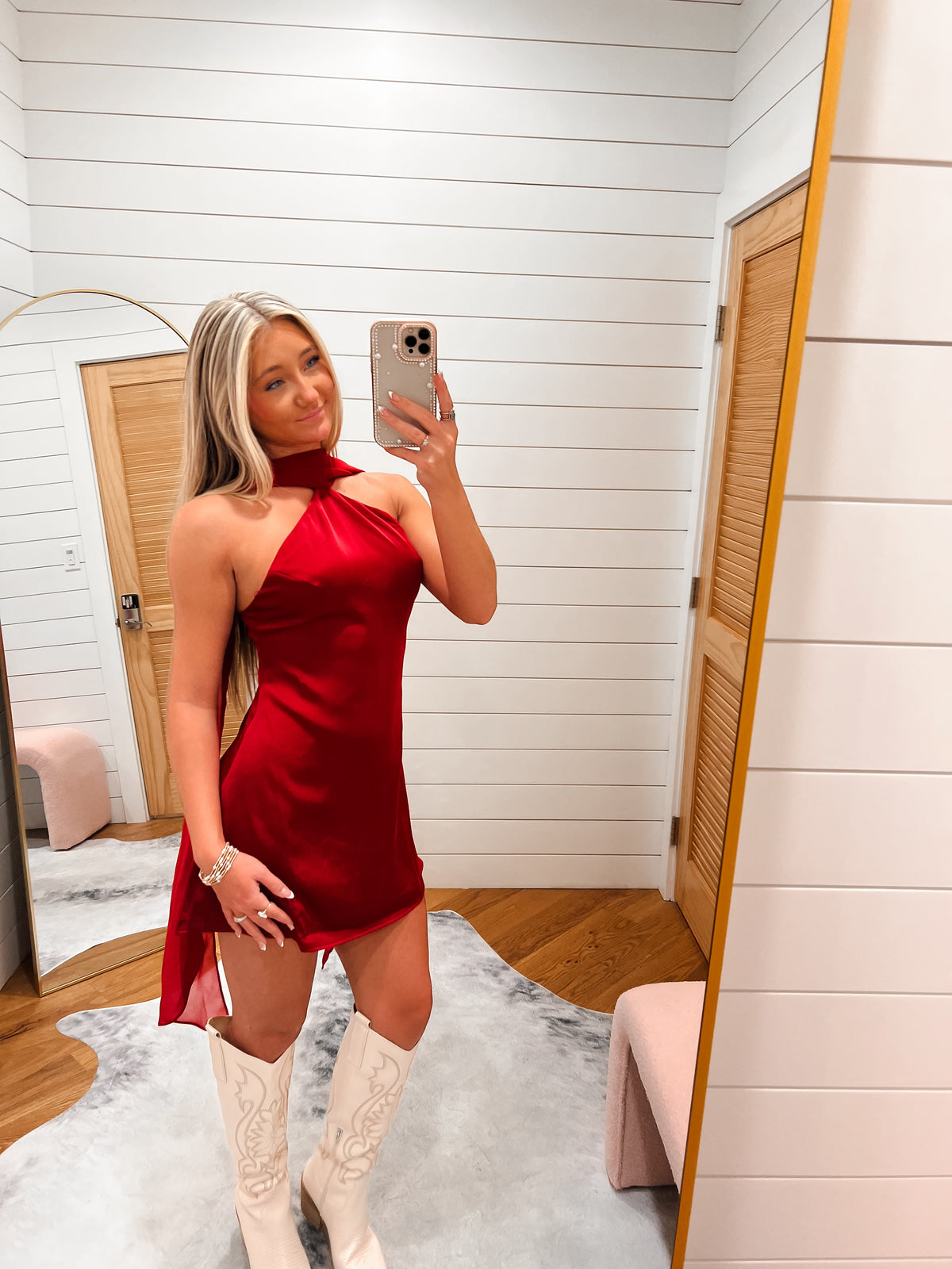 Red Scarf Mini Dress