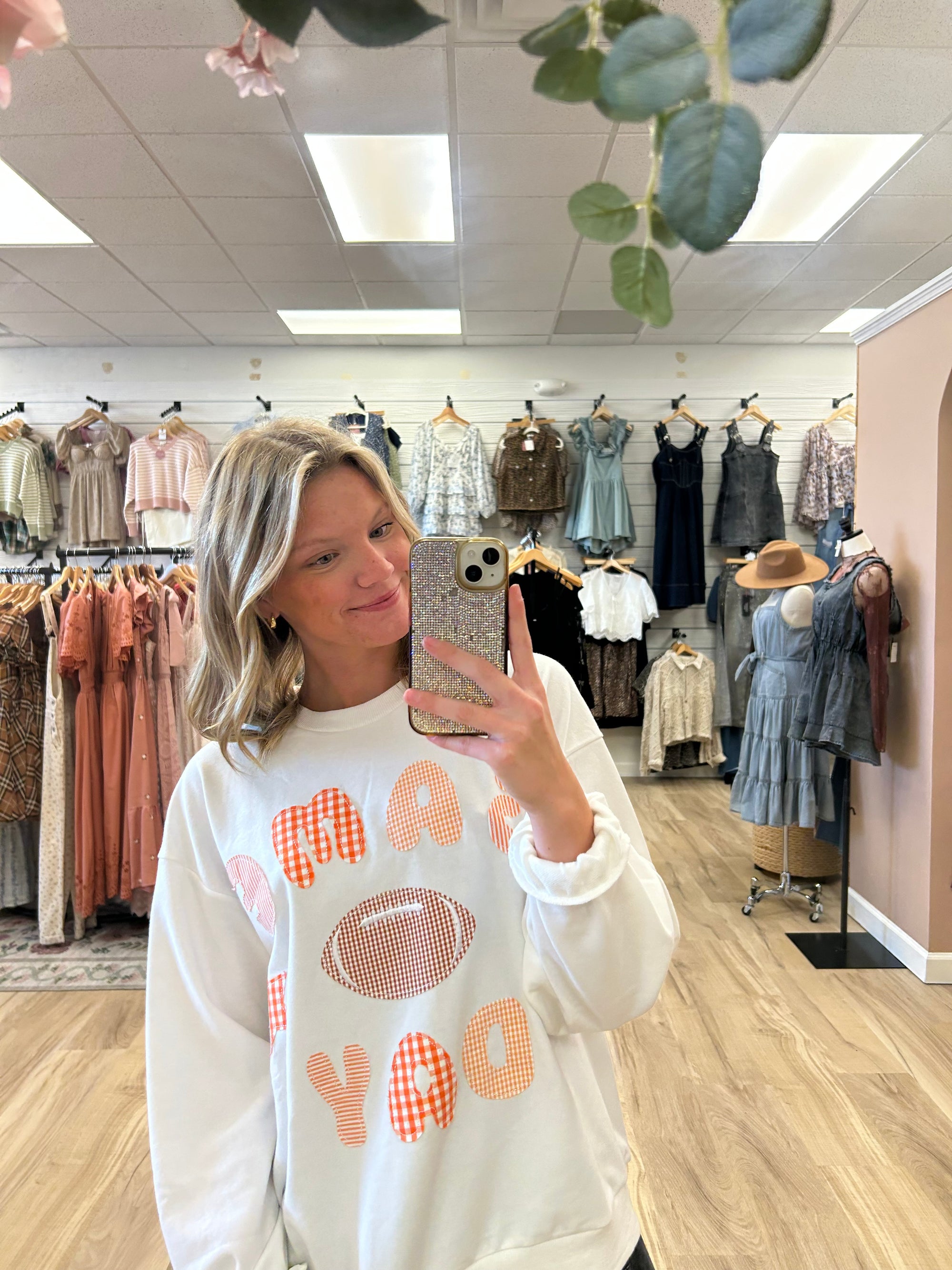 Game Day Patchwork White Sweatshirt