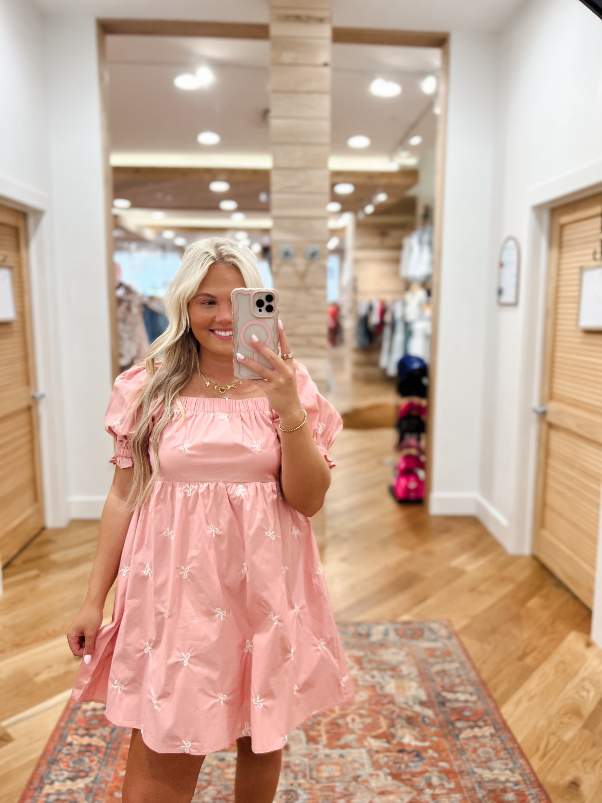 Blush and Bows Mini Dress