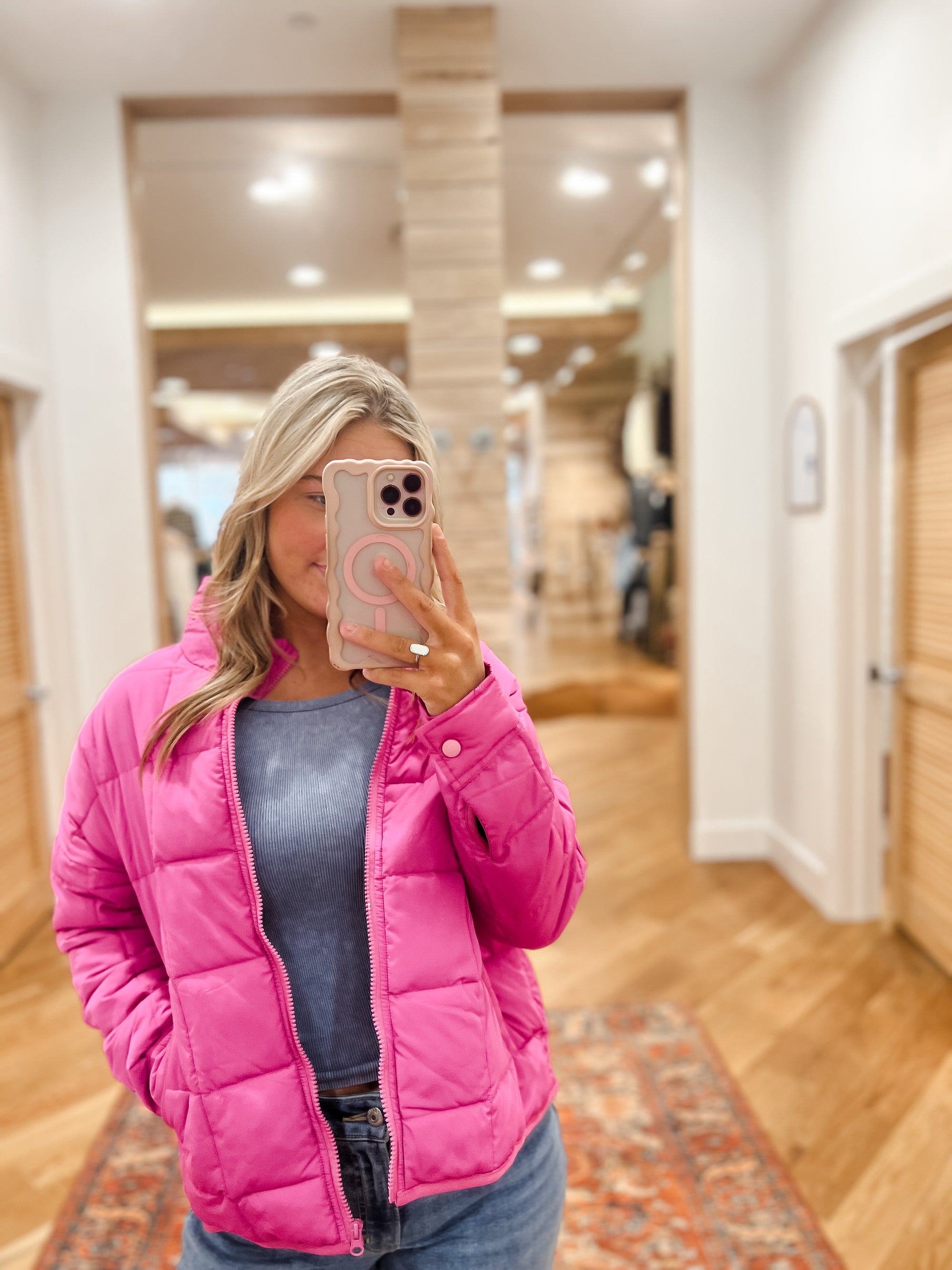 Snow Fall Fuchsia Puffer Jacket