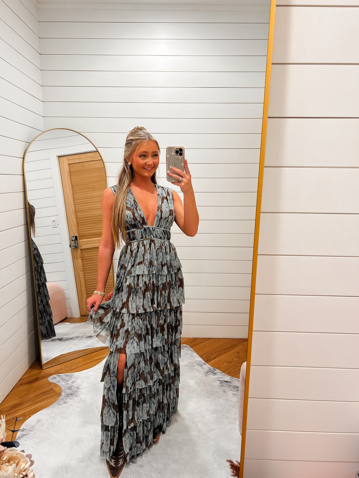 Blue Mocha Floral Tiered Maxi Dress