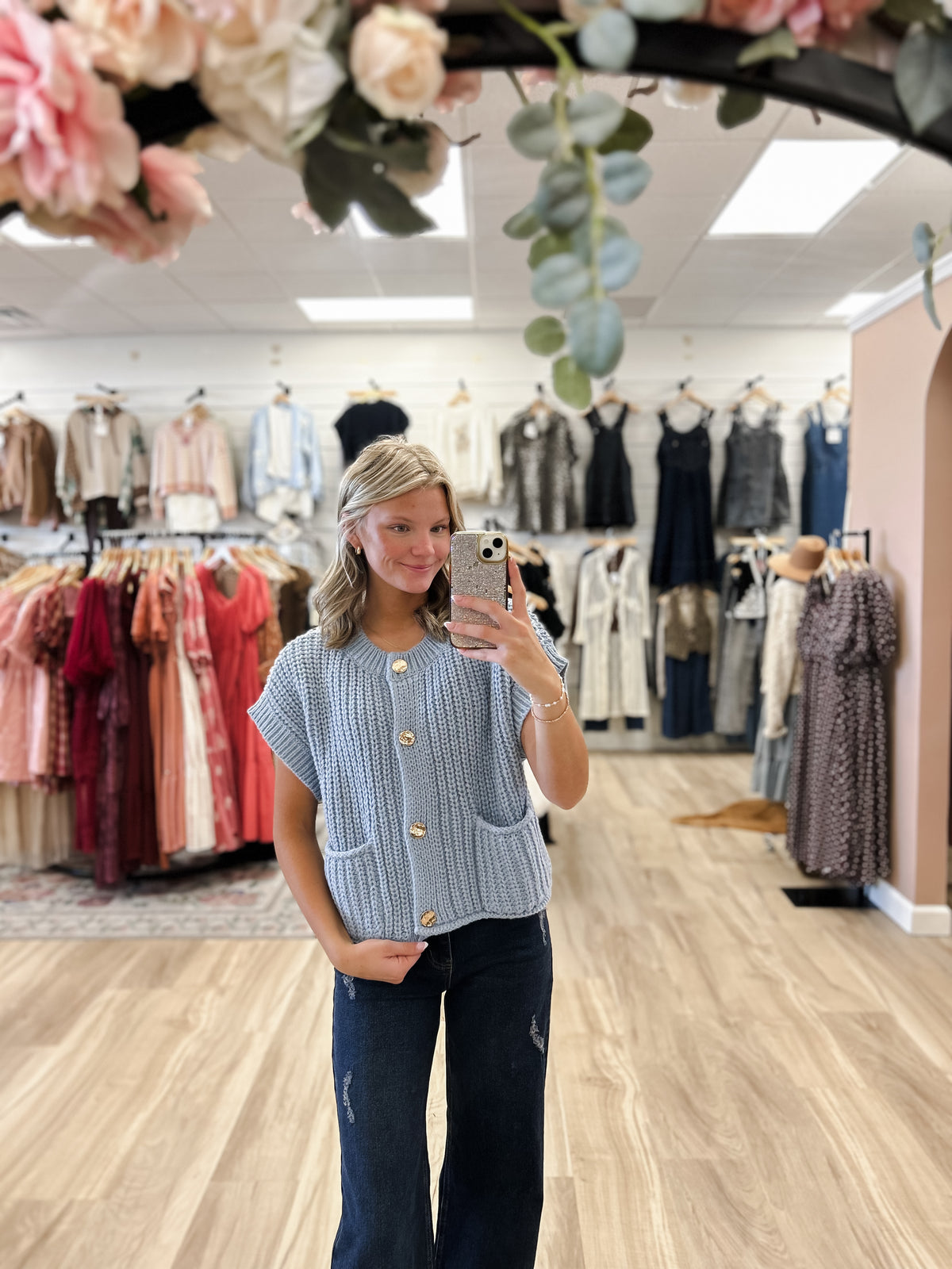 Dusty Blue Golden Touch Cardigan