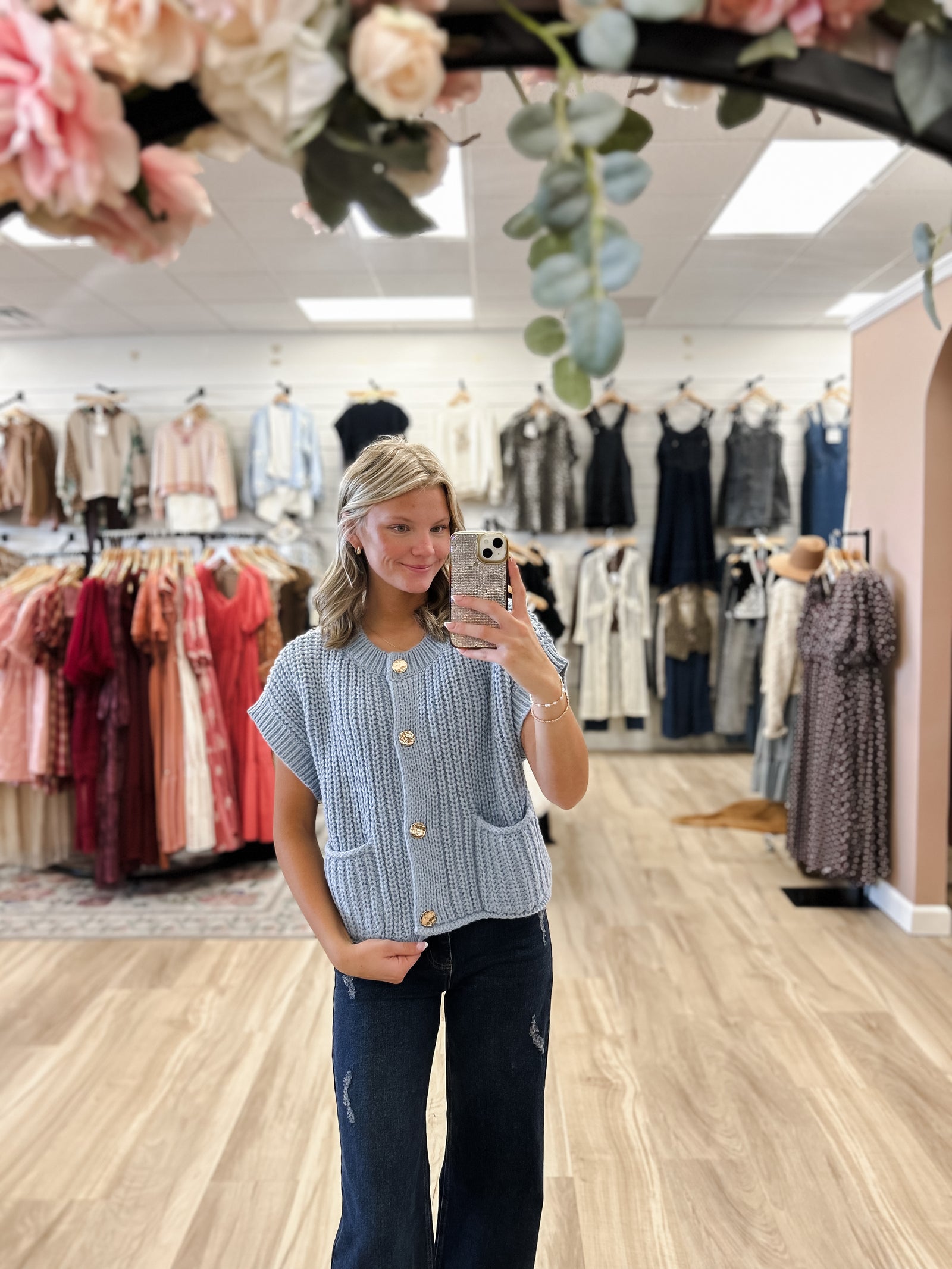 Dusty Blue Golden Touch Cardigan