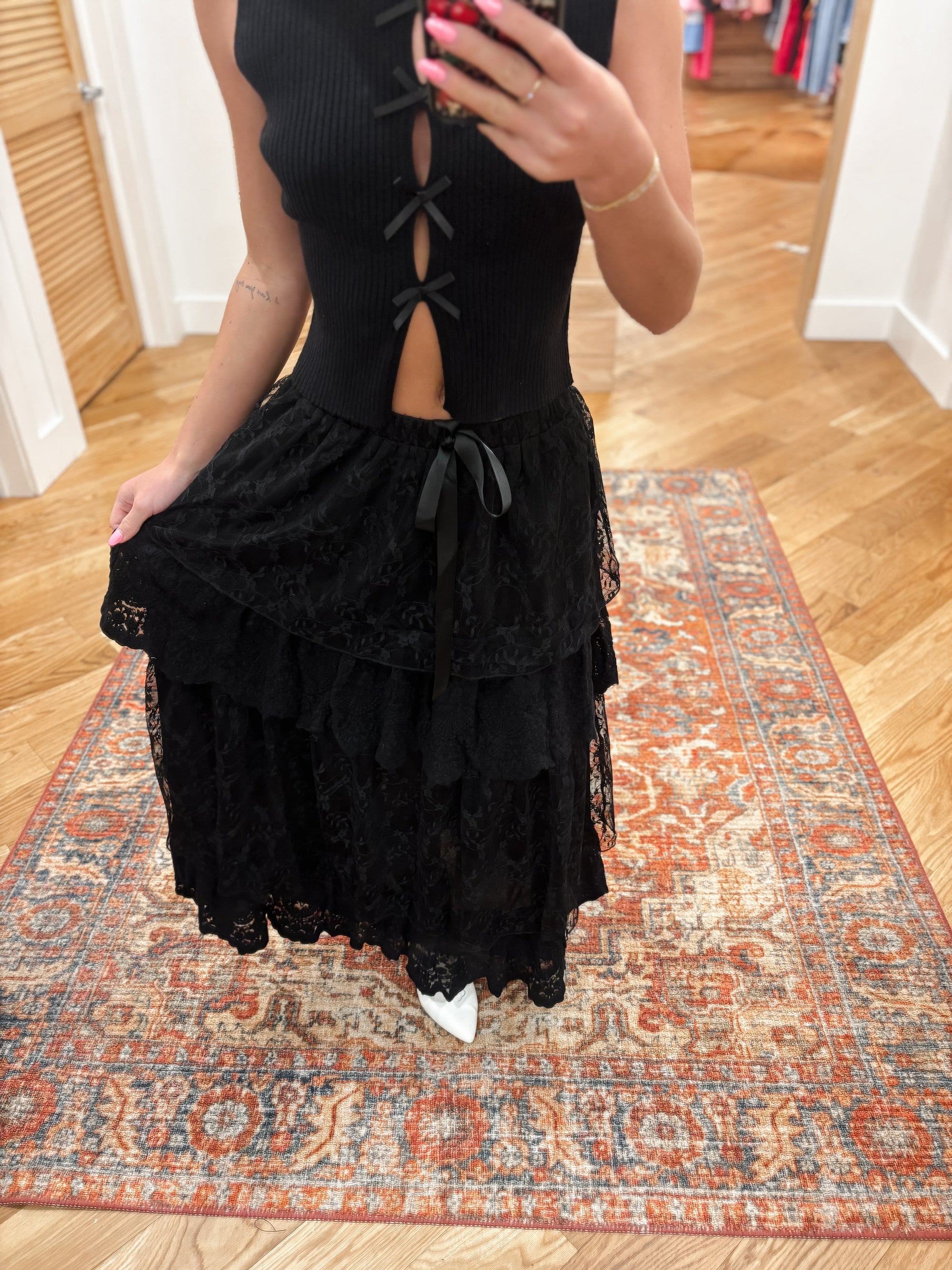 Everly Lace Black Maxi Skirt