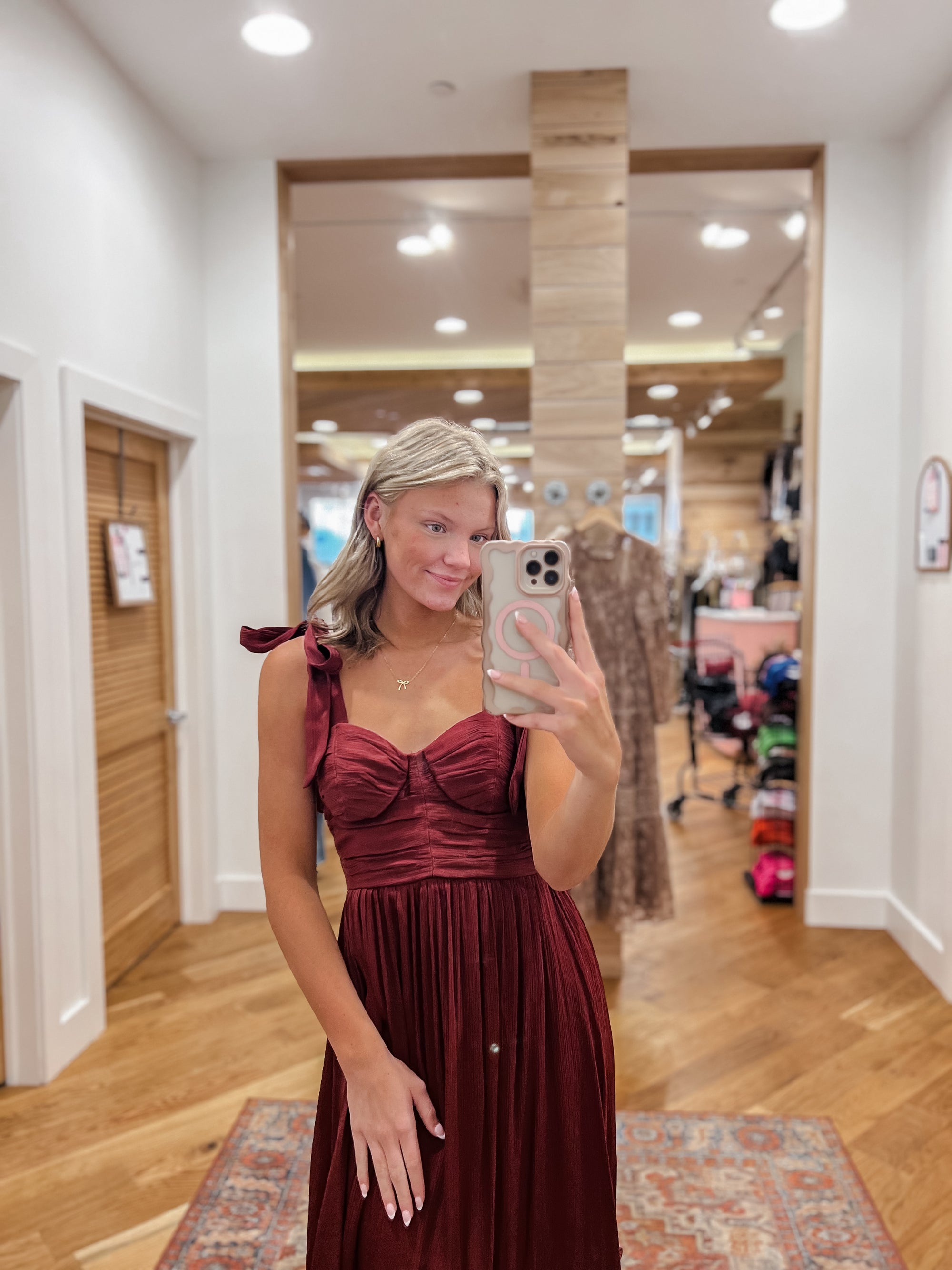 Vivian Burgundy Midi Dress