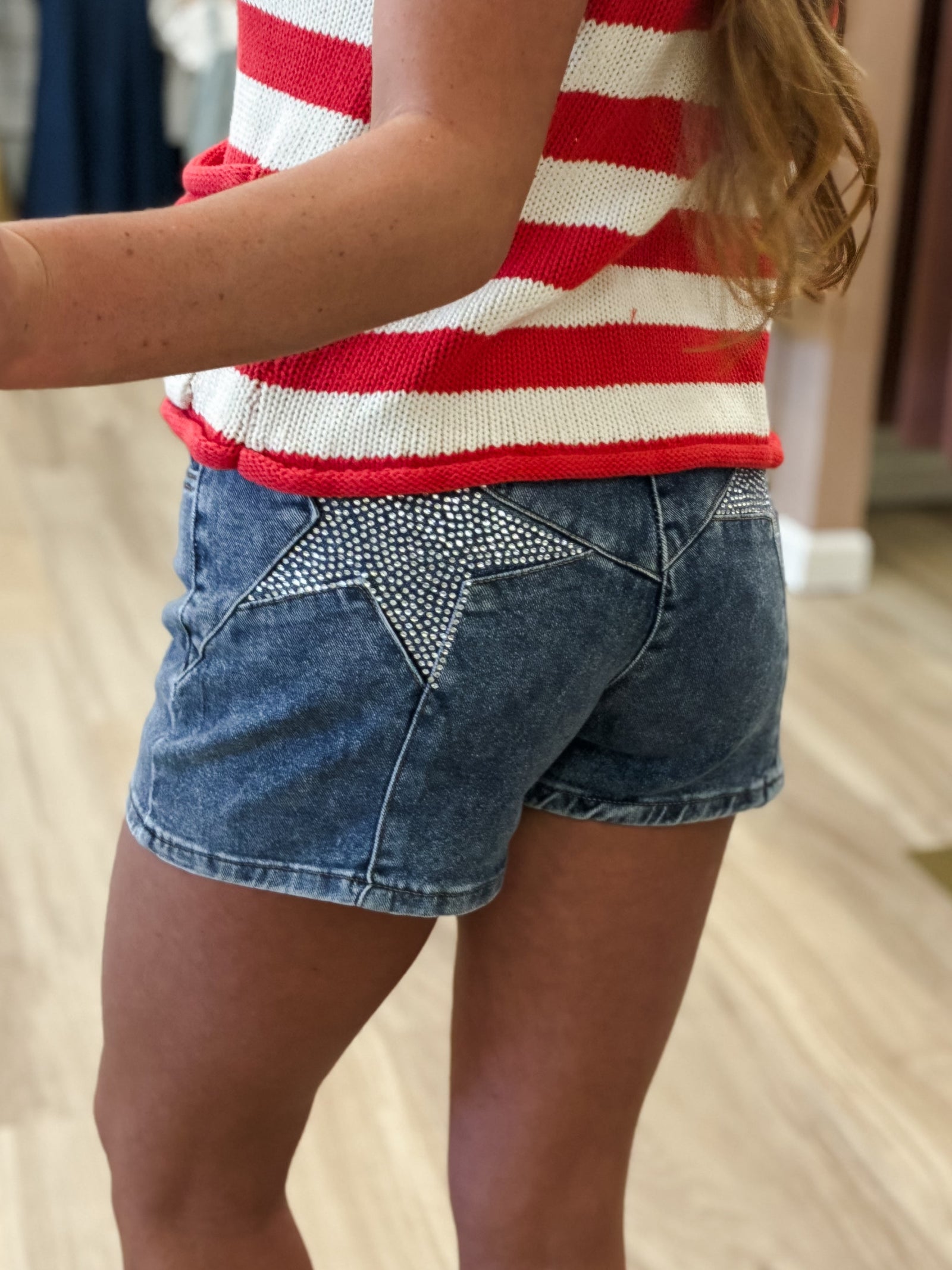Star Girl Dark Denim Shorts