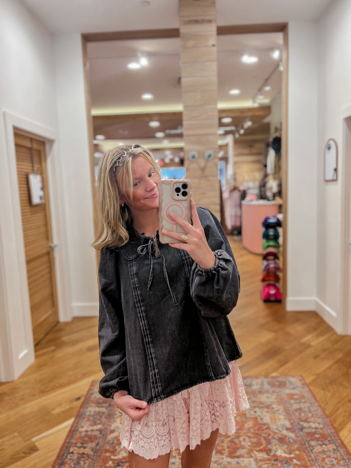 Aria Black Denim Top