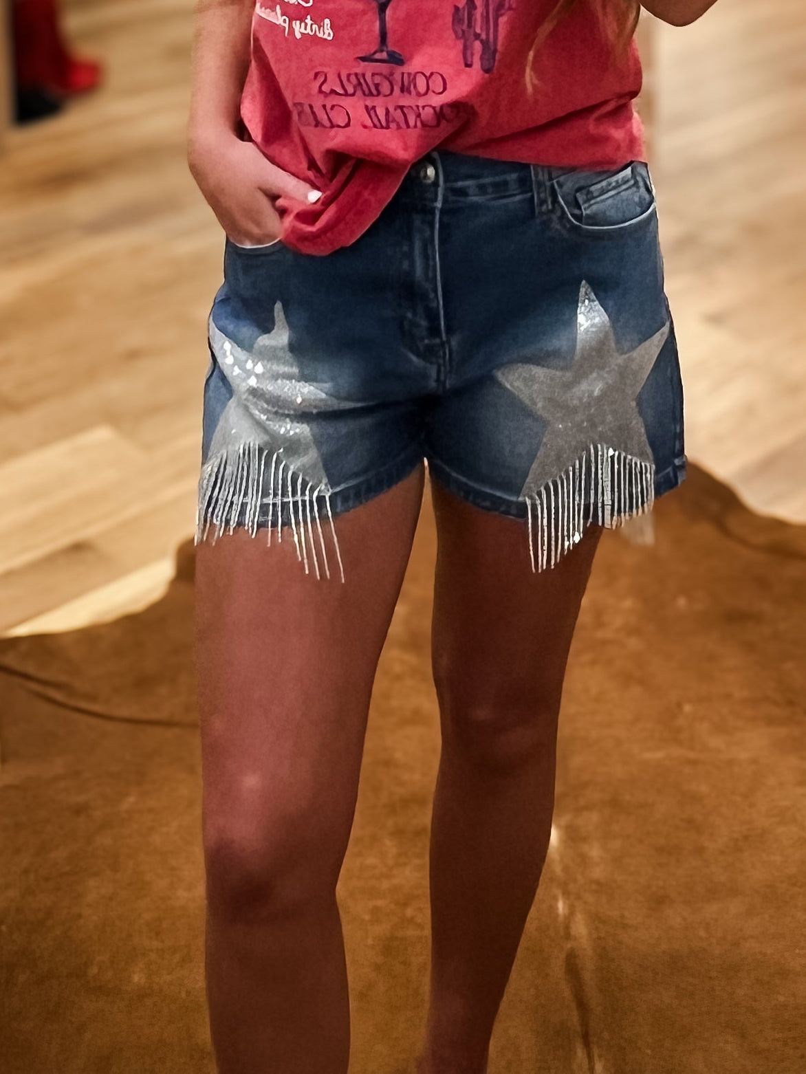 Lone Star Fringe Denim Shorts