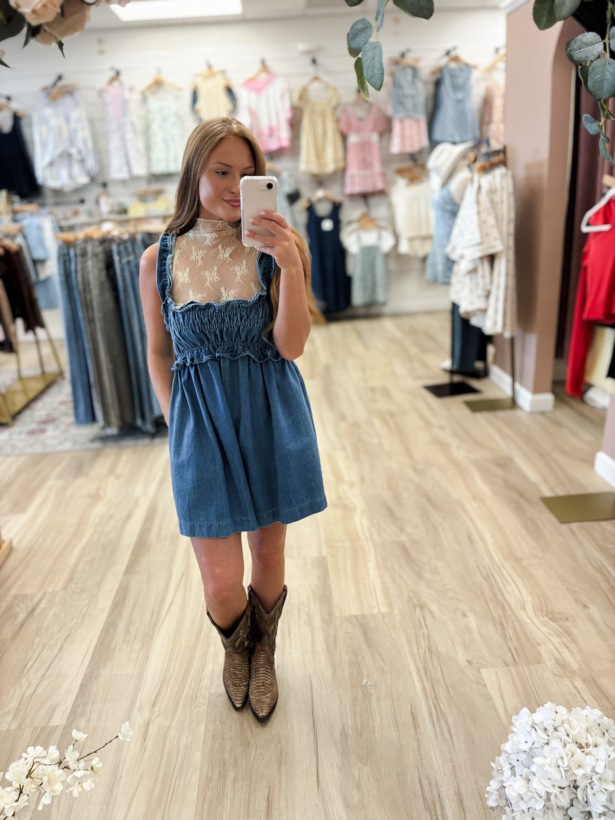 Ruffle Denim Romper