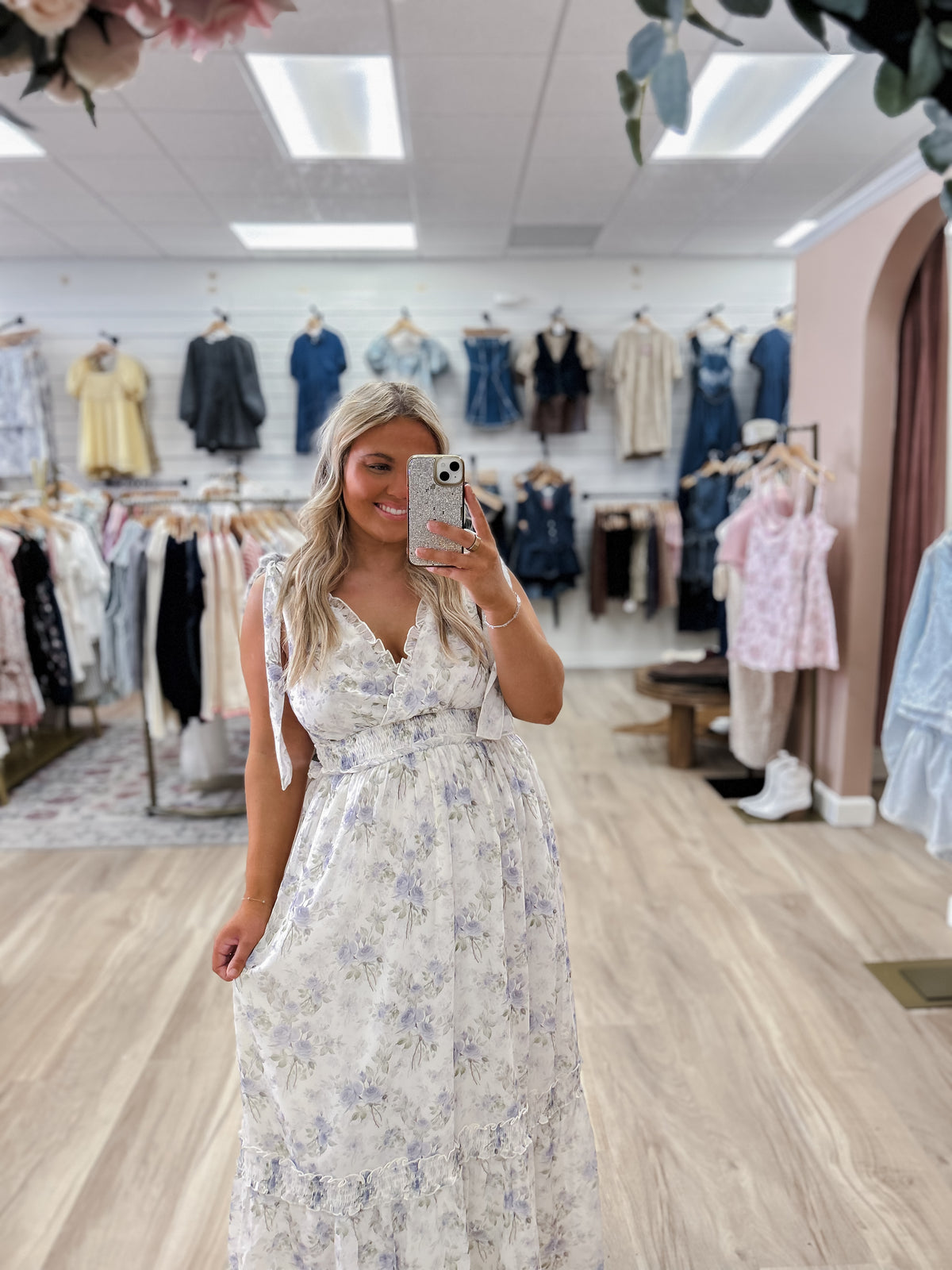 The Dusky Blue Flower Dress
