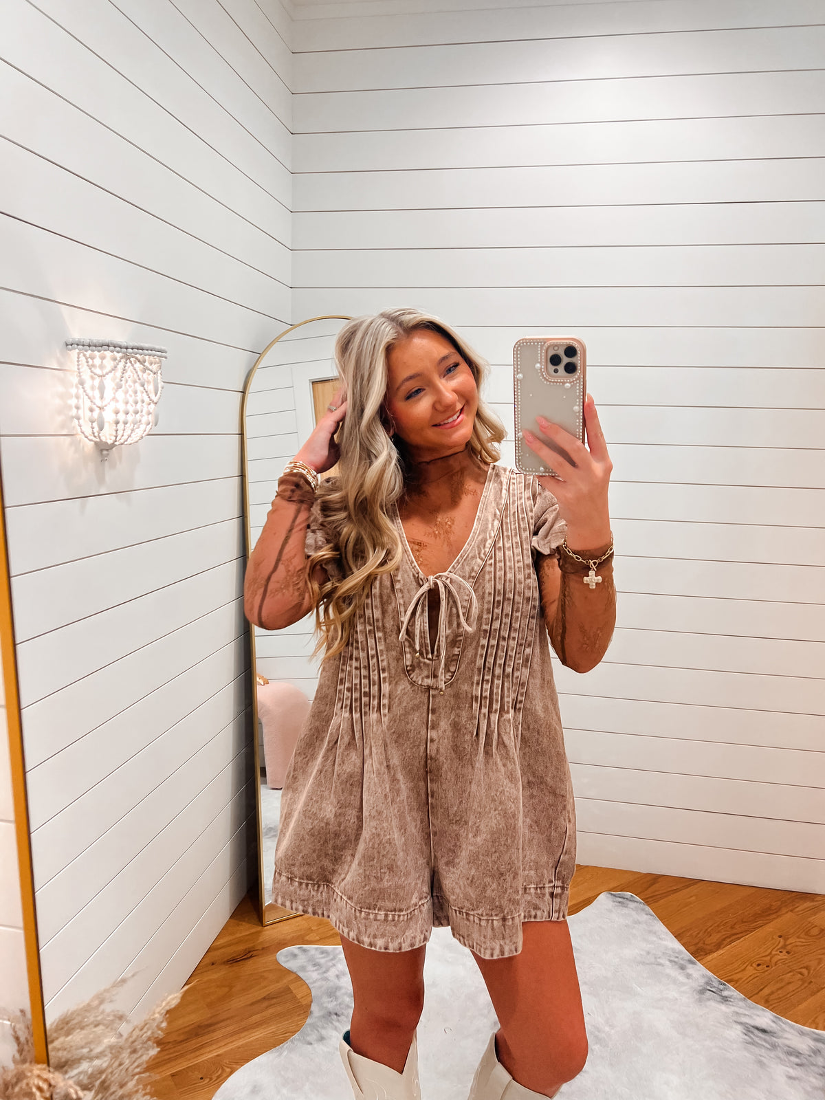 Brown Deep Neck Romper