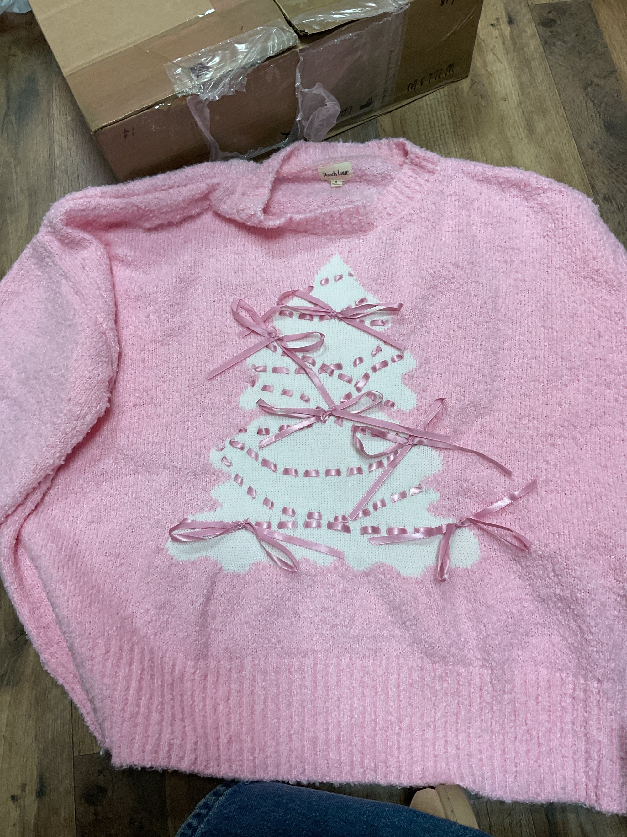 Pink Ribbon Wish Tree Sweater