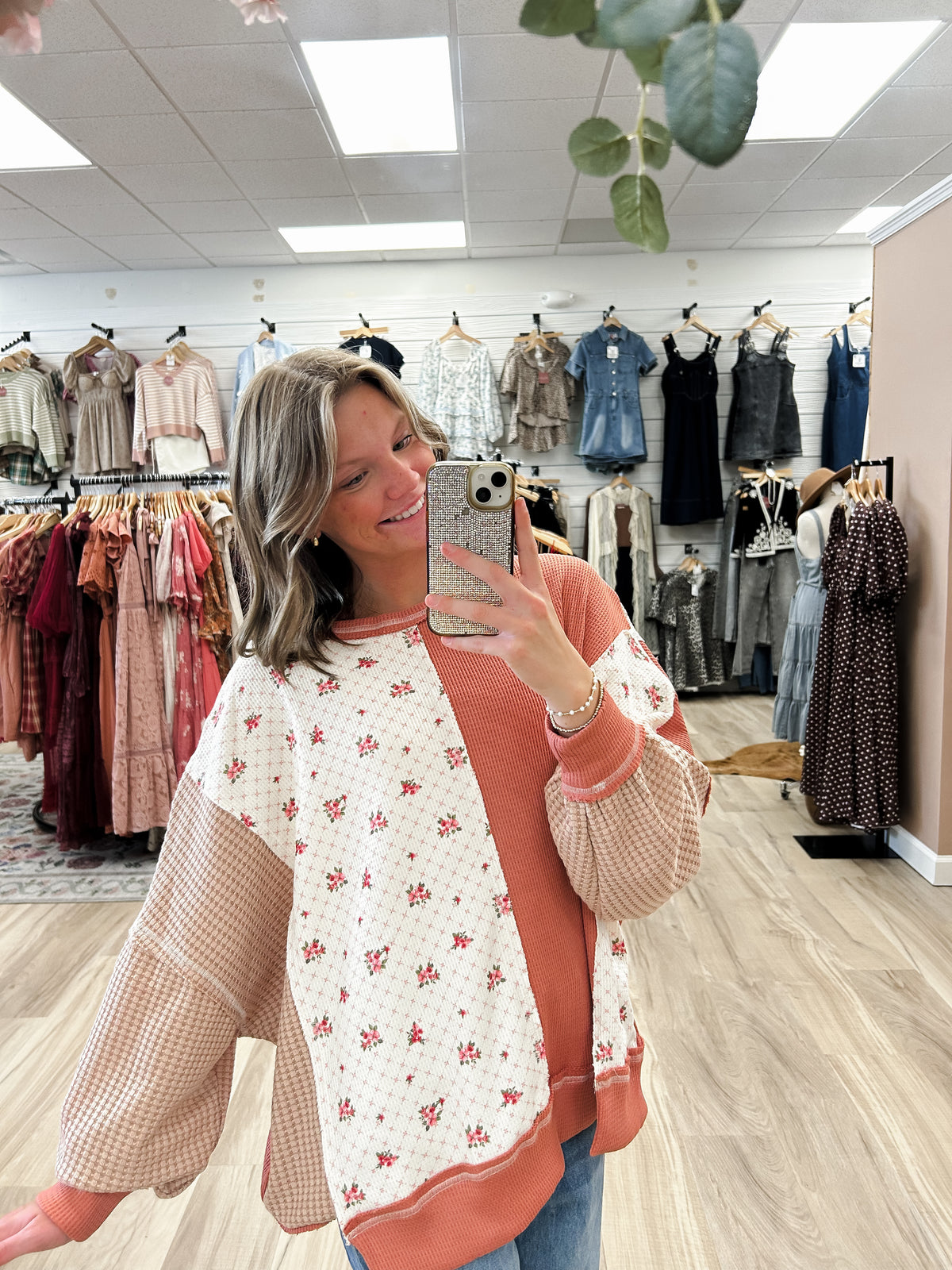 Everly Dusty Pink Floral Print Pullover