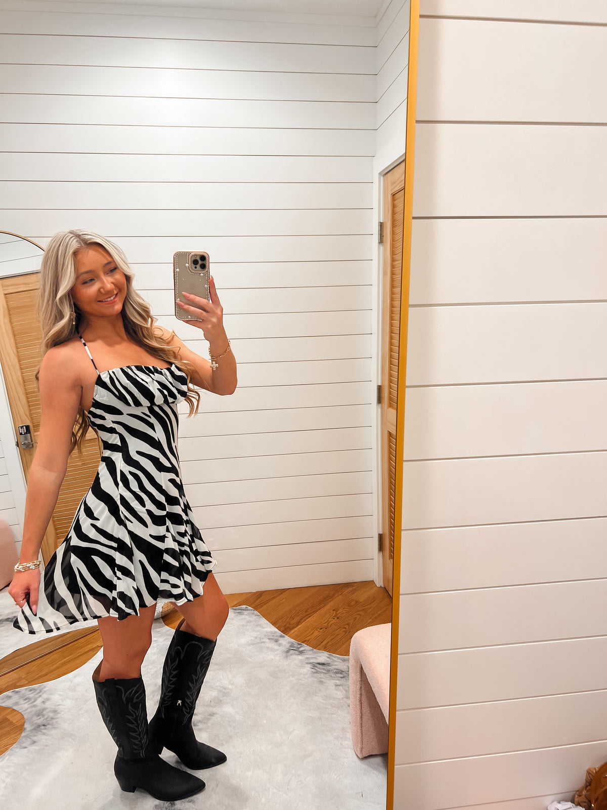 Zebra Halter Mini Dress