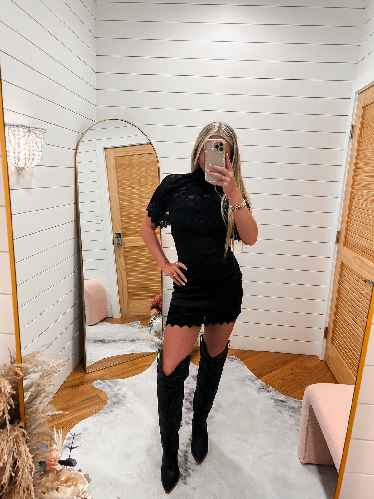 Two piece black lace mini dress