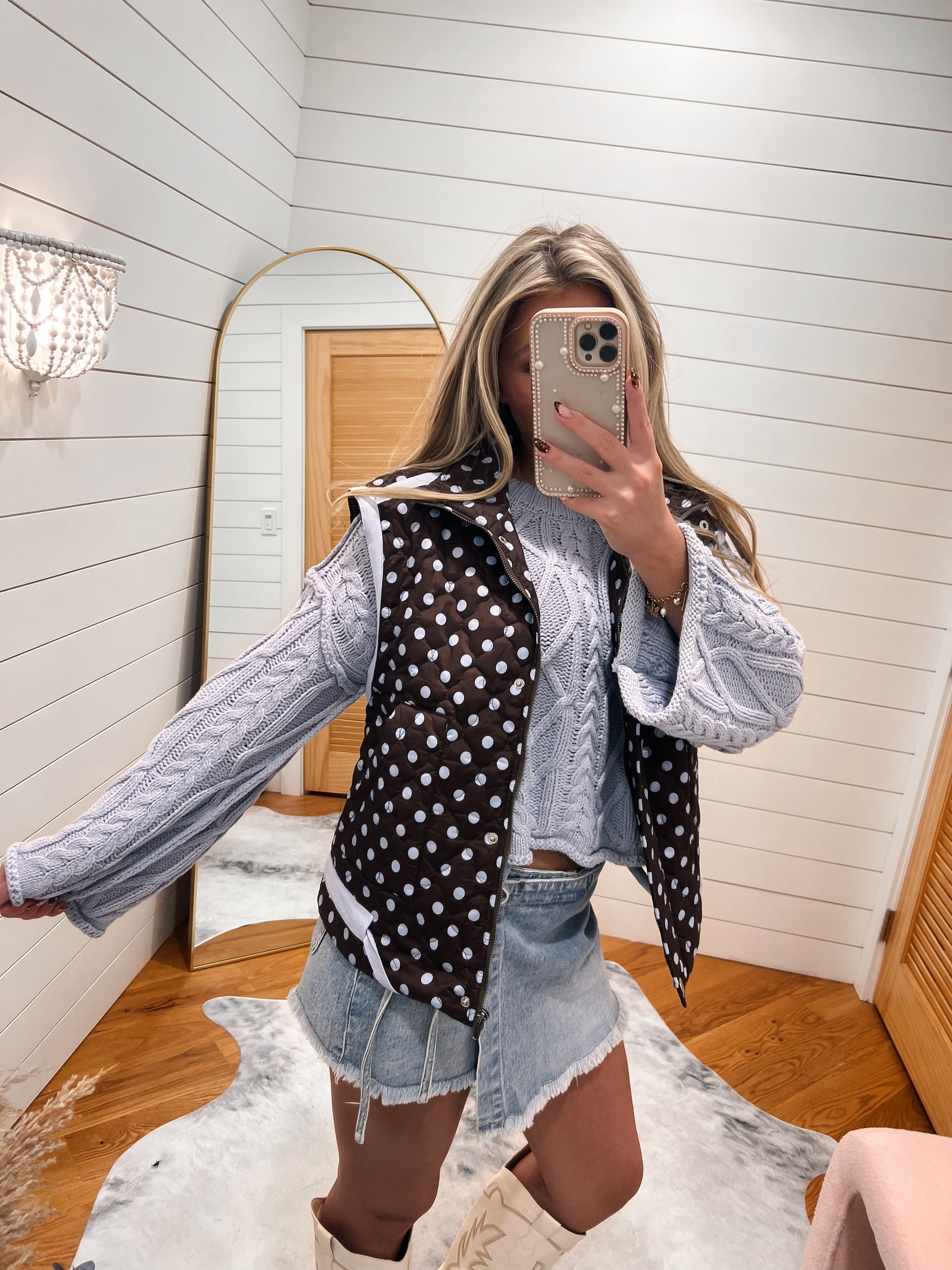 Chocolate Polka Dot Quilted Vest